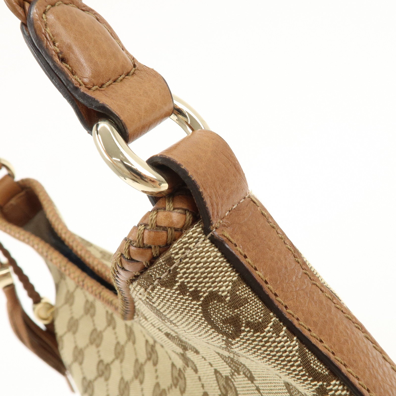 GUCCI Marrakech GG Canvas Leather Shoulder Bag Beige Brown 257026 Used