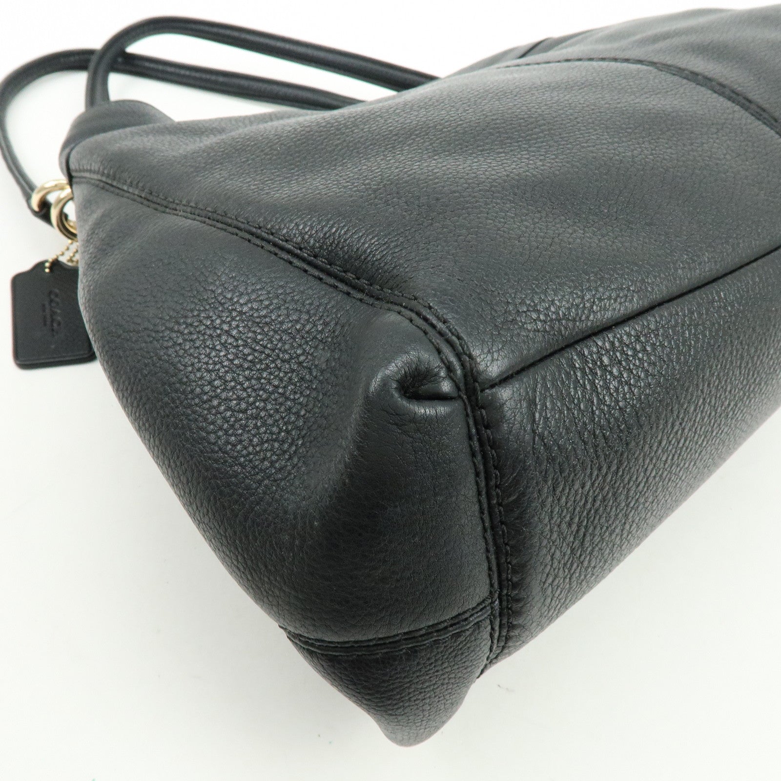 COACH Logo Leather Shoulder Bag Hand Bag Black