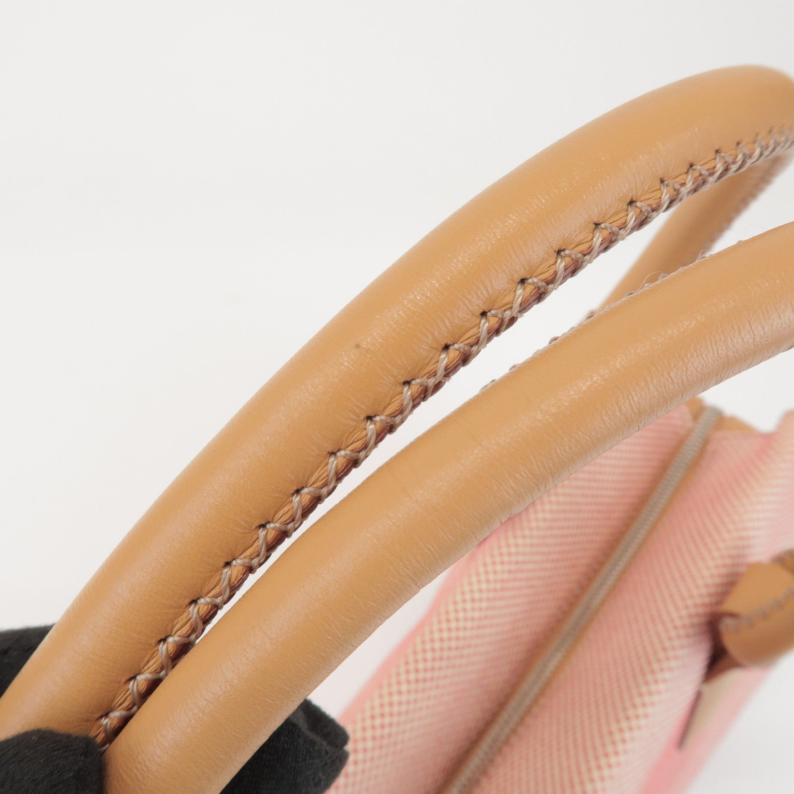 BURBERRY Canvas Leather Shoulder Bag Hand Bag Red Light Brown