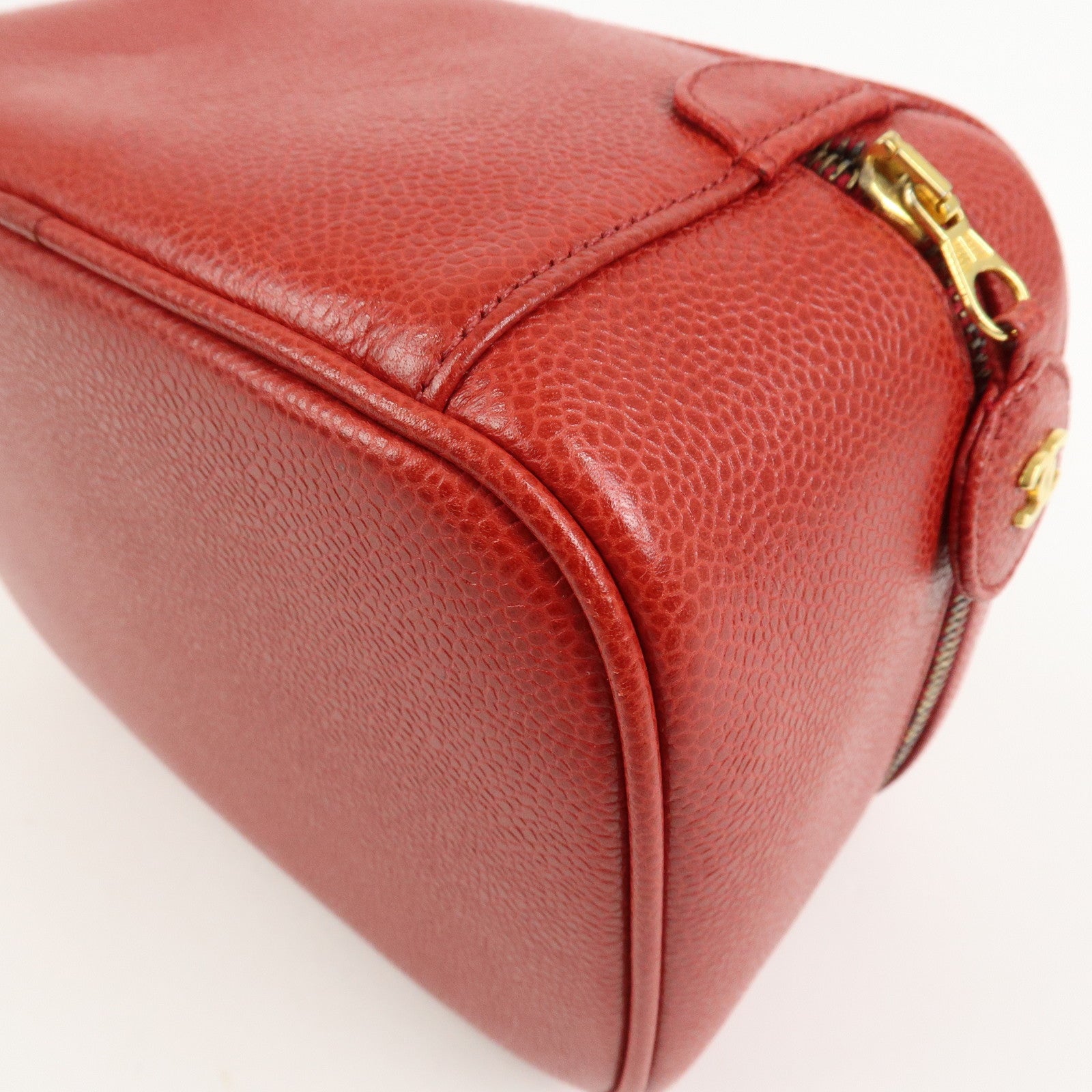 CHANEL COCO Mark Caviarskin Vanity Bag Hand Bag Red A01998