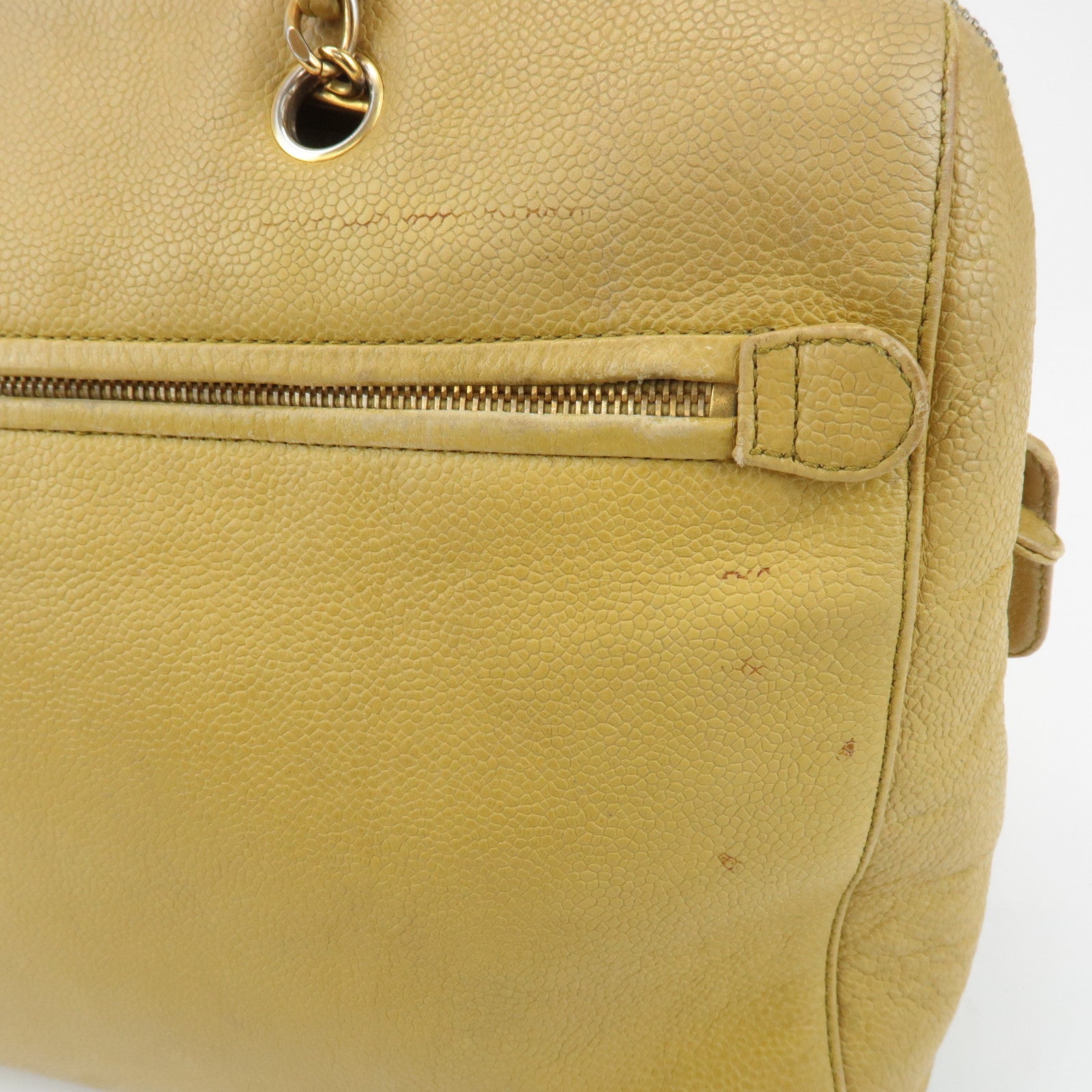 CHANEL COCO Mark Caviarskin Chain Shoulder Bag Yellow