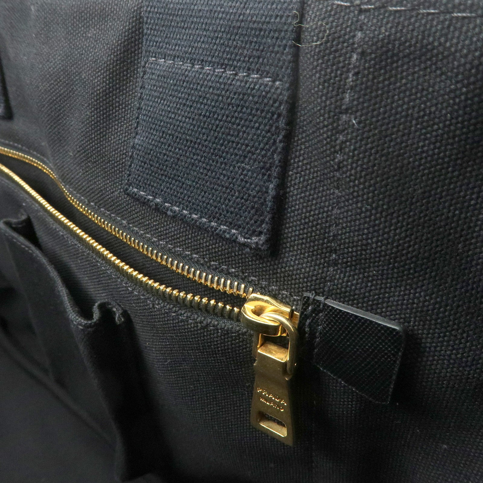 PRADA Triangle Logo Canapa Large Canvas Tote Hand Bag Khaki BN1872