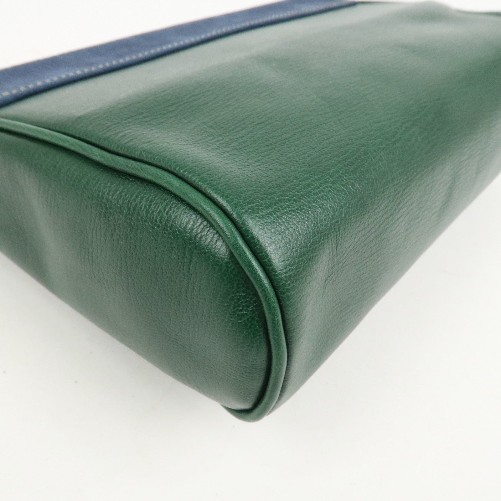 LOEWE Velazquez Suede Leather Clutch Bag Green Blue Gold HDW