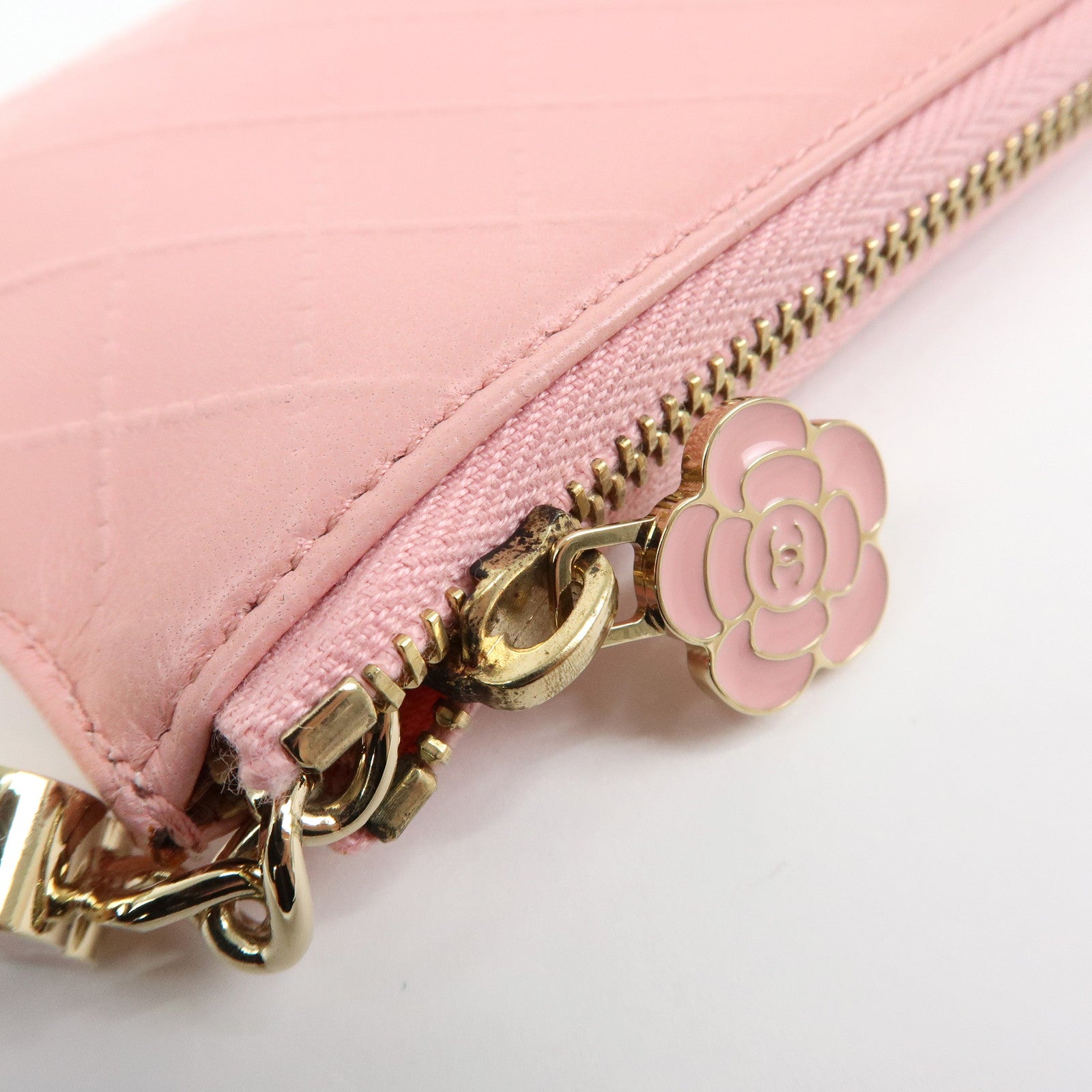 CHANEL Camellia Leather Key Case Coin Case Ginza Exclusive Pink