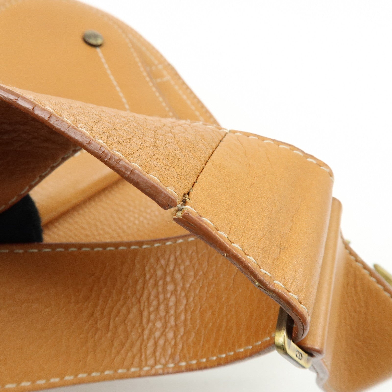 Christian Dior Saddle Leather Shoulder Bag Hand Bag Light Brown