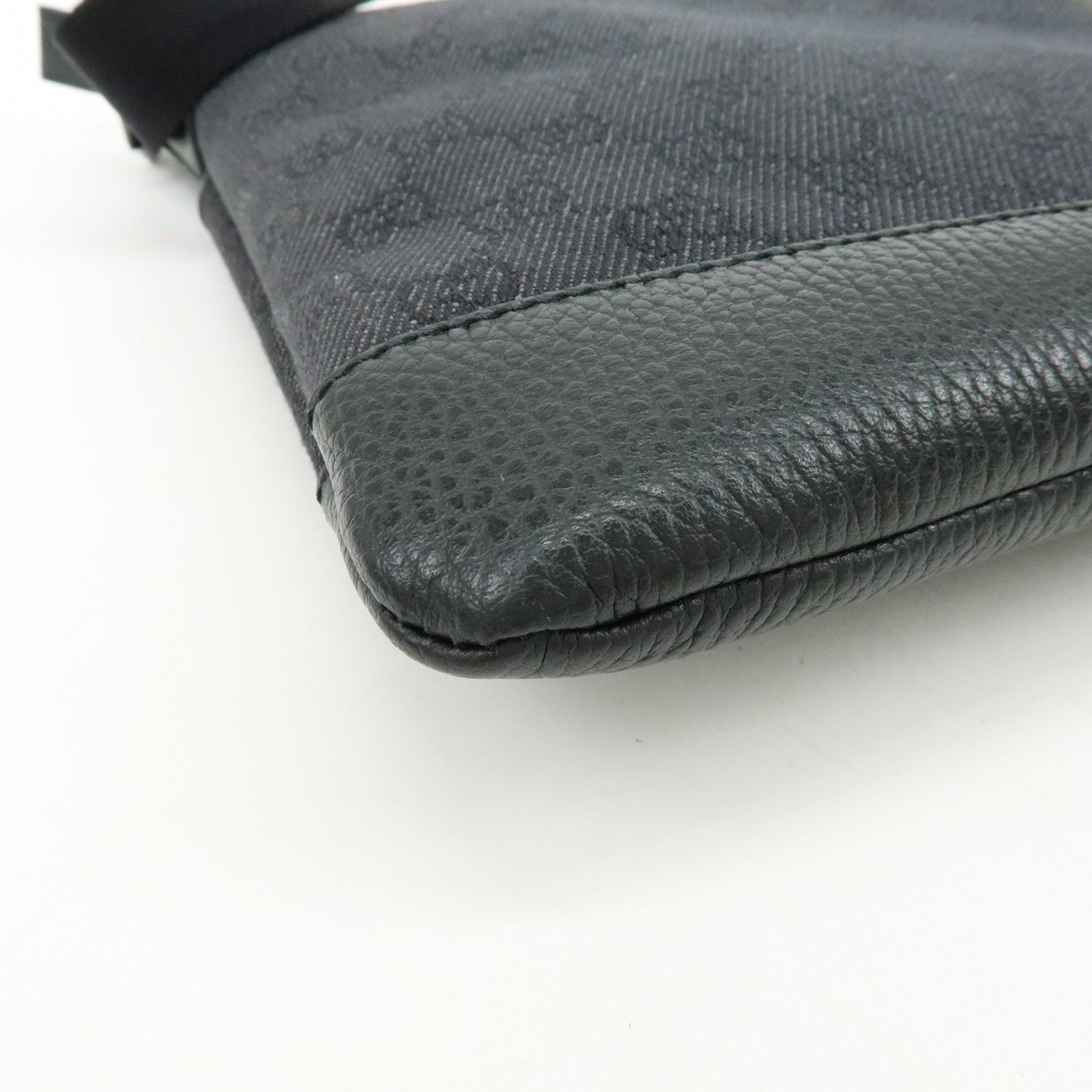 GUCCI GG Denim Leather Shoulder Bag Crossbody Bag Black 509635