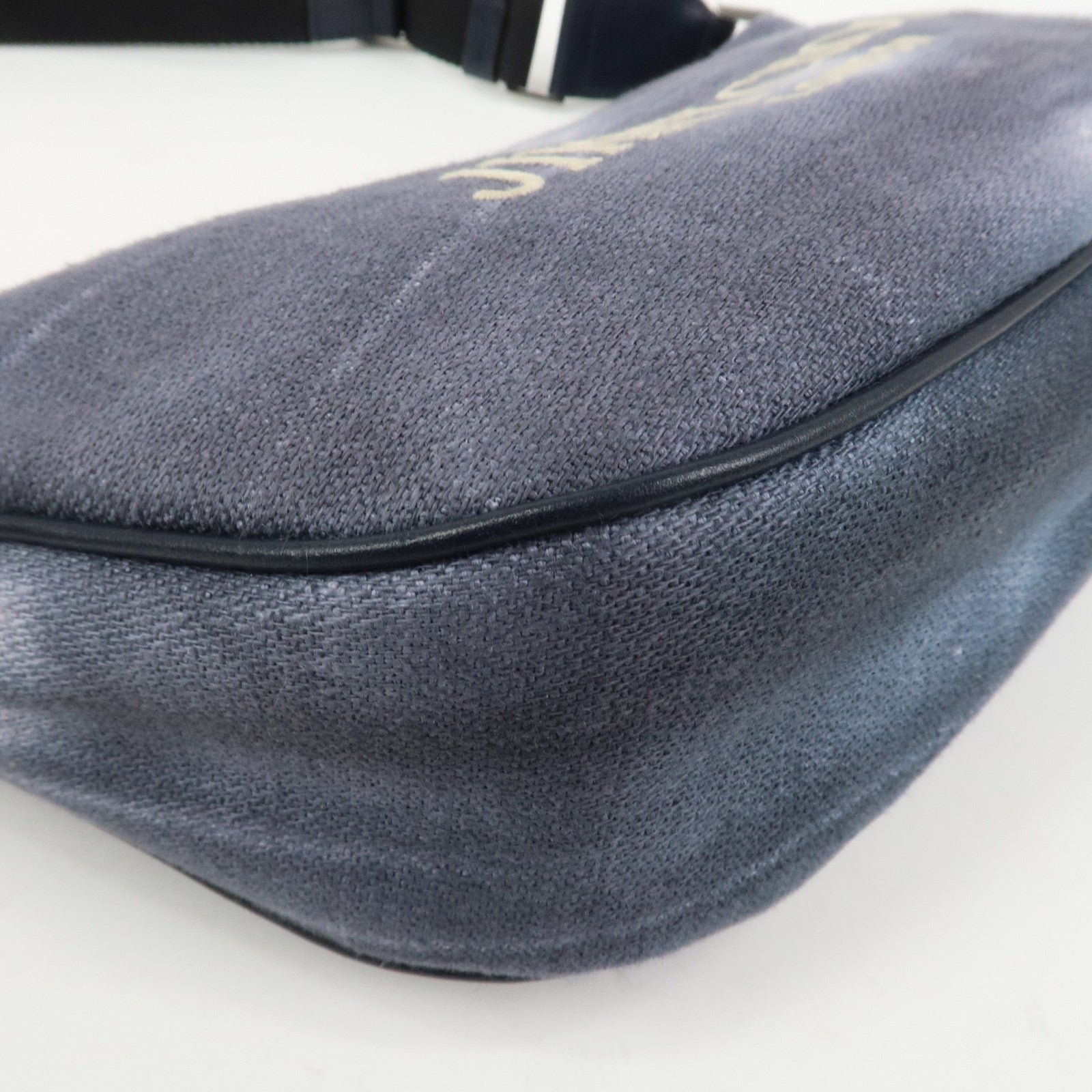 JIMMY CHOO Logo Canvas Leather Shoulder Bag Crossbody Bag Navy