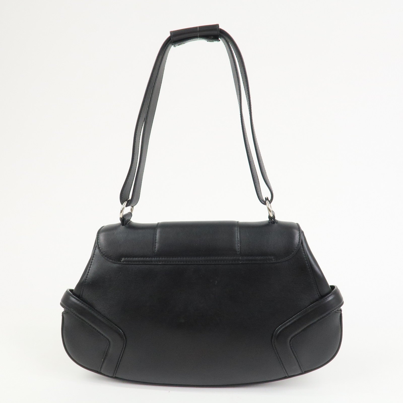 Ferragamo Gancini Leather Shoulder Bag Hand Bag Black AQ-21 4935