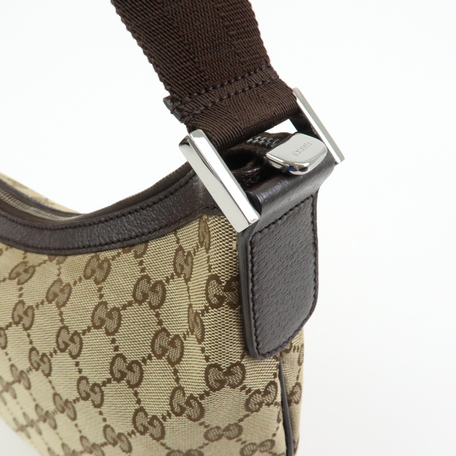 GUCCI GG Canvas Leather Shoulder Bag Crossbody Bag Beige 181092