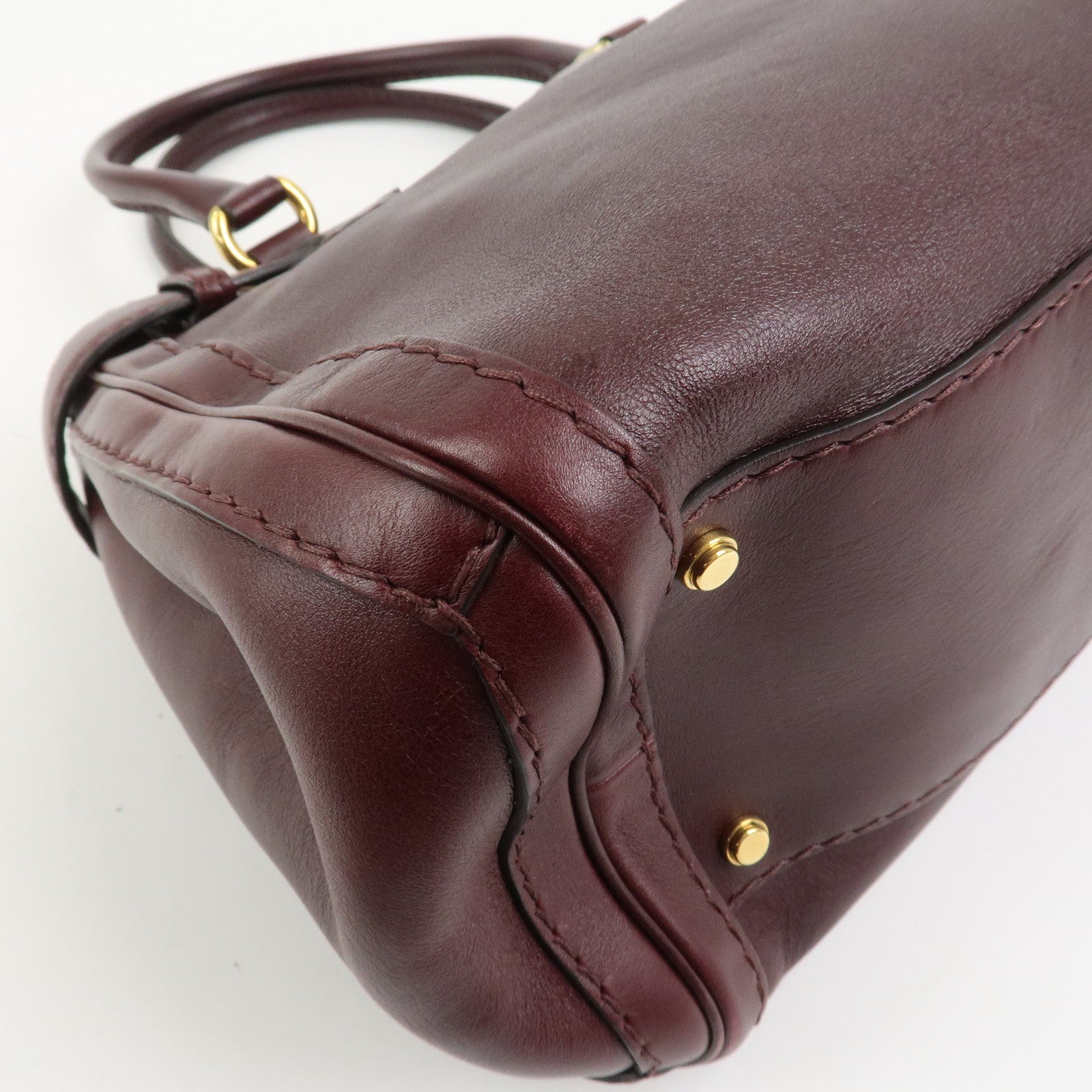 GUCCI GG Running Leather Tote Bag Hand Bag Wine Red 247183