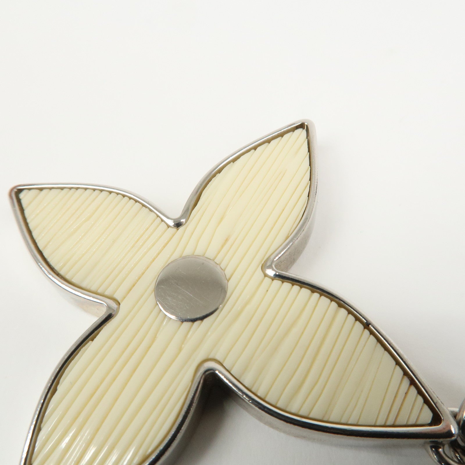 Louis Vuitton Bijoux Sac Fleur de Epi Bag Charm Silver White M65085