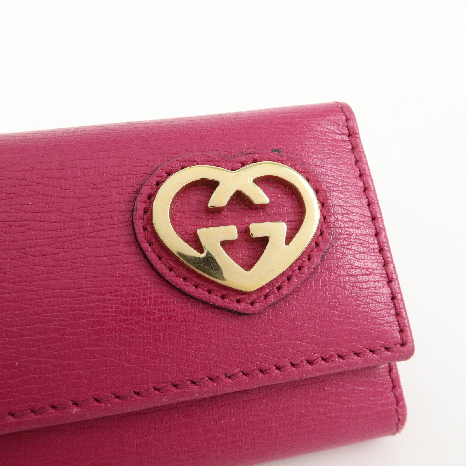 GUCCI Lovely Heart Interlocking G Leather 6 Ring Key Case 257217