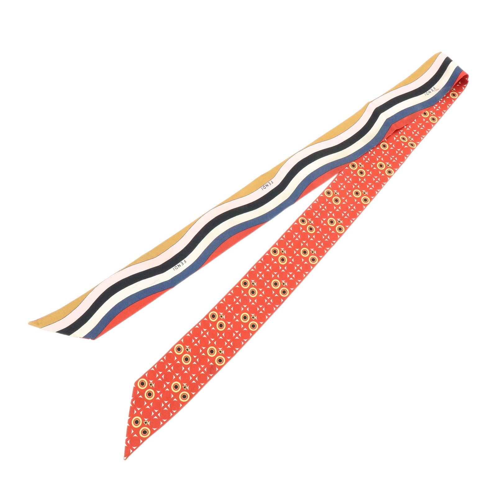 FENDI Wrappy Silk 100%  Scarf Red Multicolor