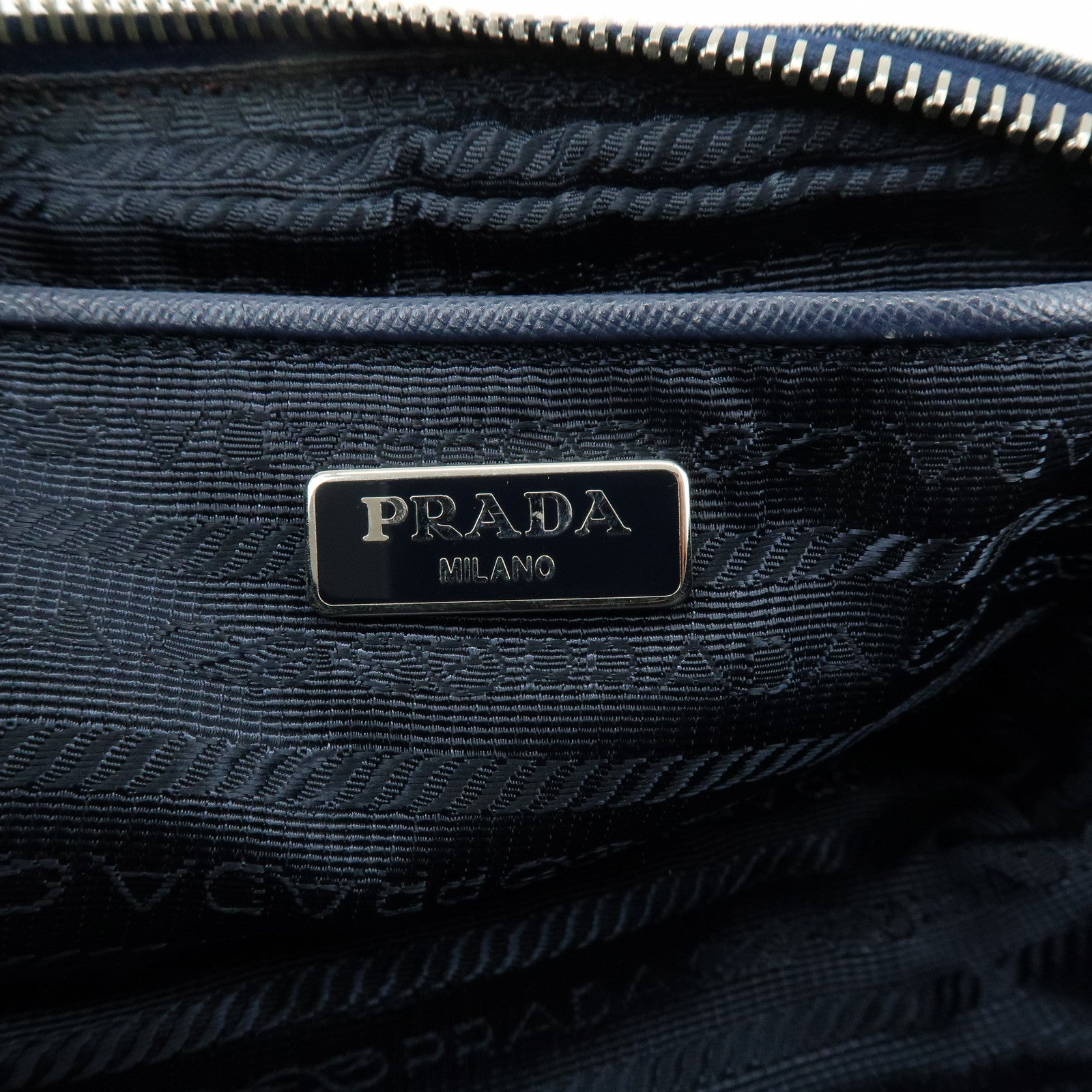 PRADA Logo Denim Shoulder Bag Crossbody Bag Rhinestone Blue