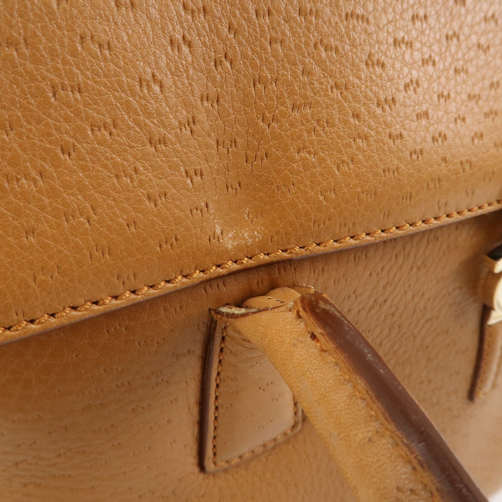 Ferragamo Gancini Leather Shoulder Bag Hand Bag Light Brown