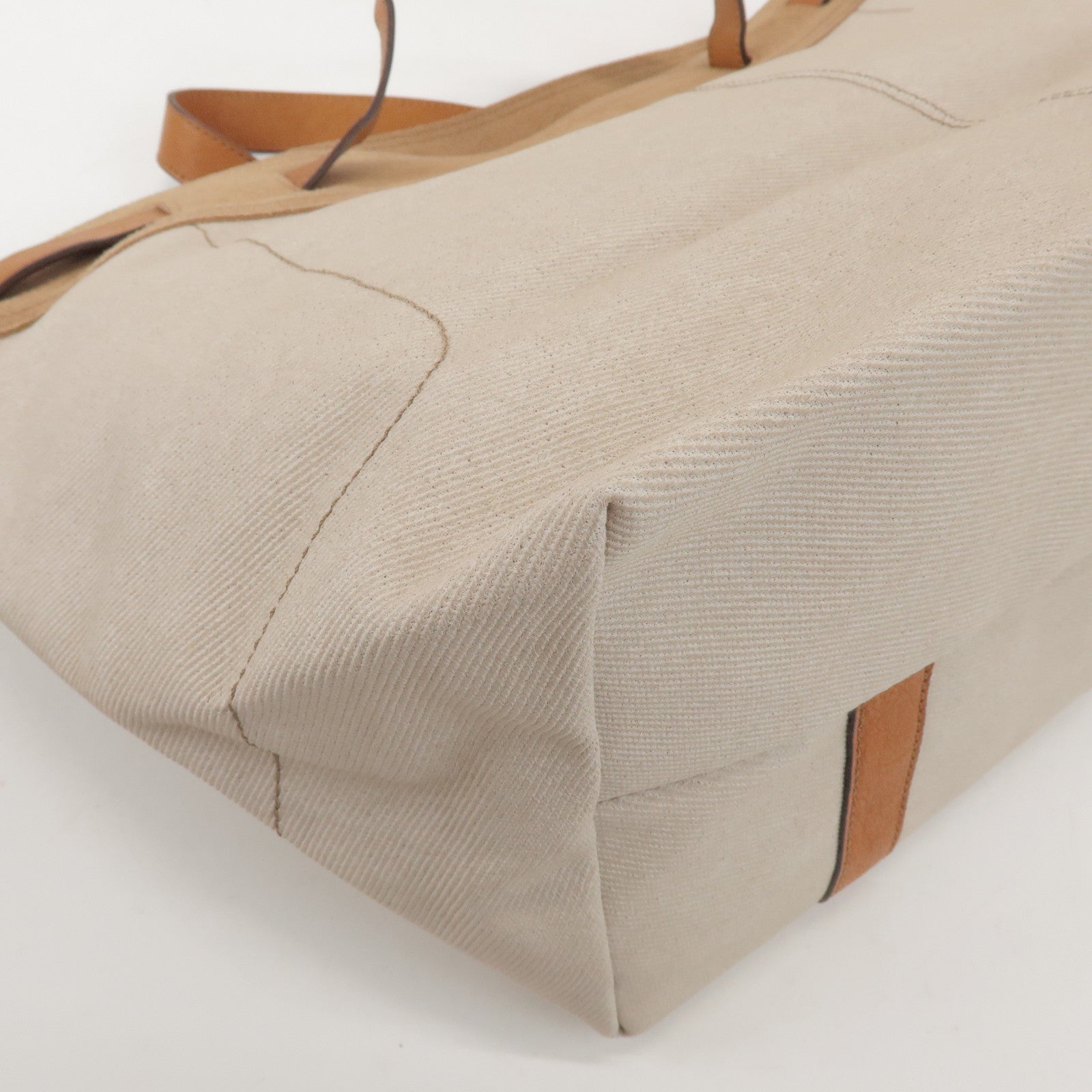 BURBERRY Blue Label Canvas Suede Leather Tote Bag Natural Brown