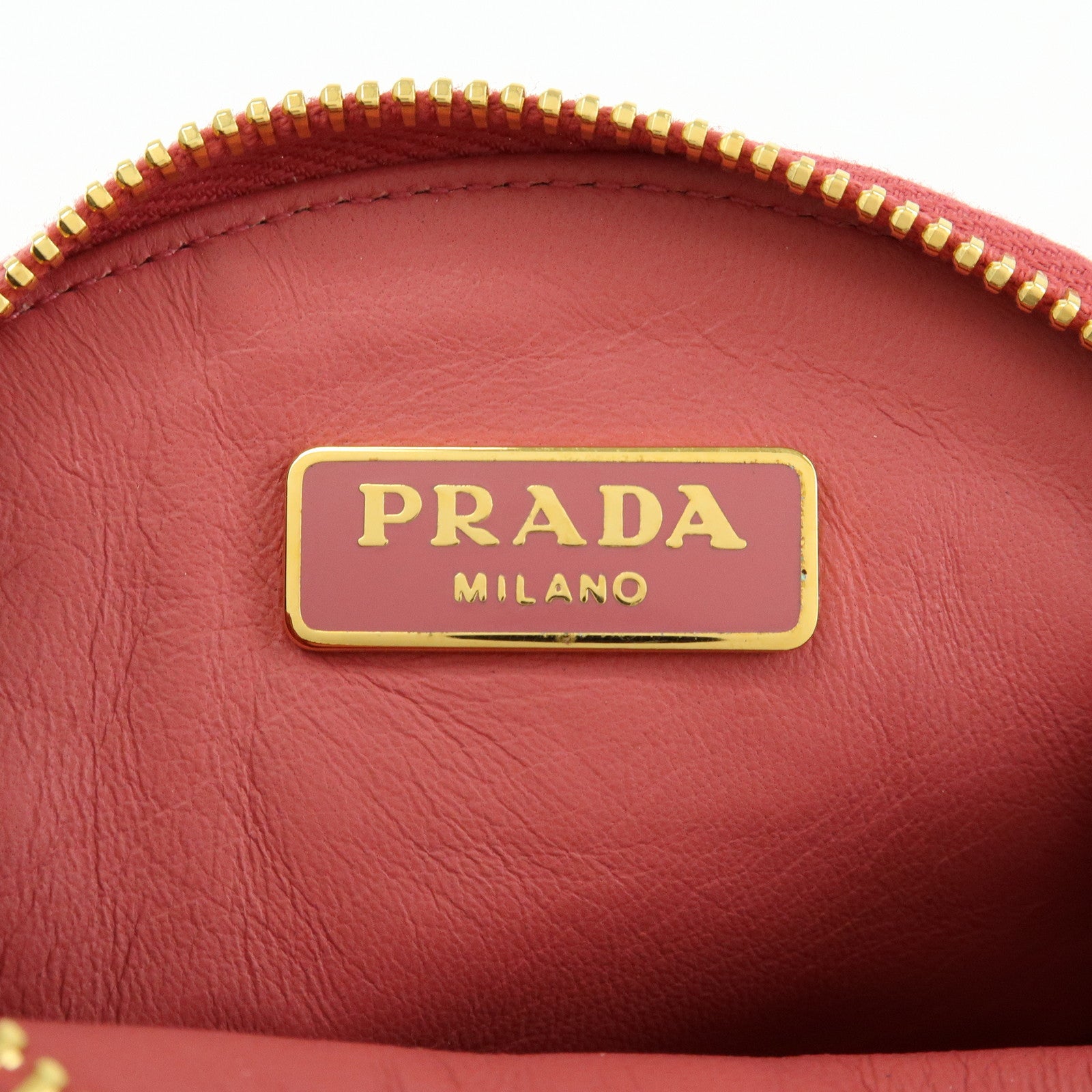 PRADA Saffiano Leather Bag Charm Accessory Pouch Pink 1M1218