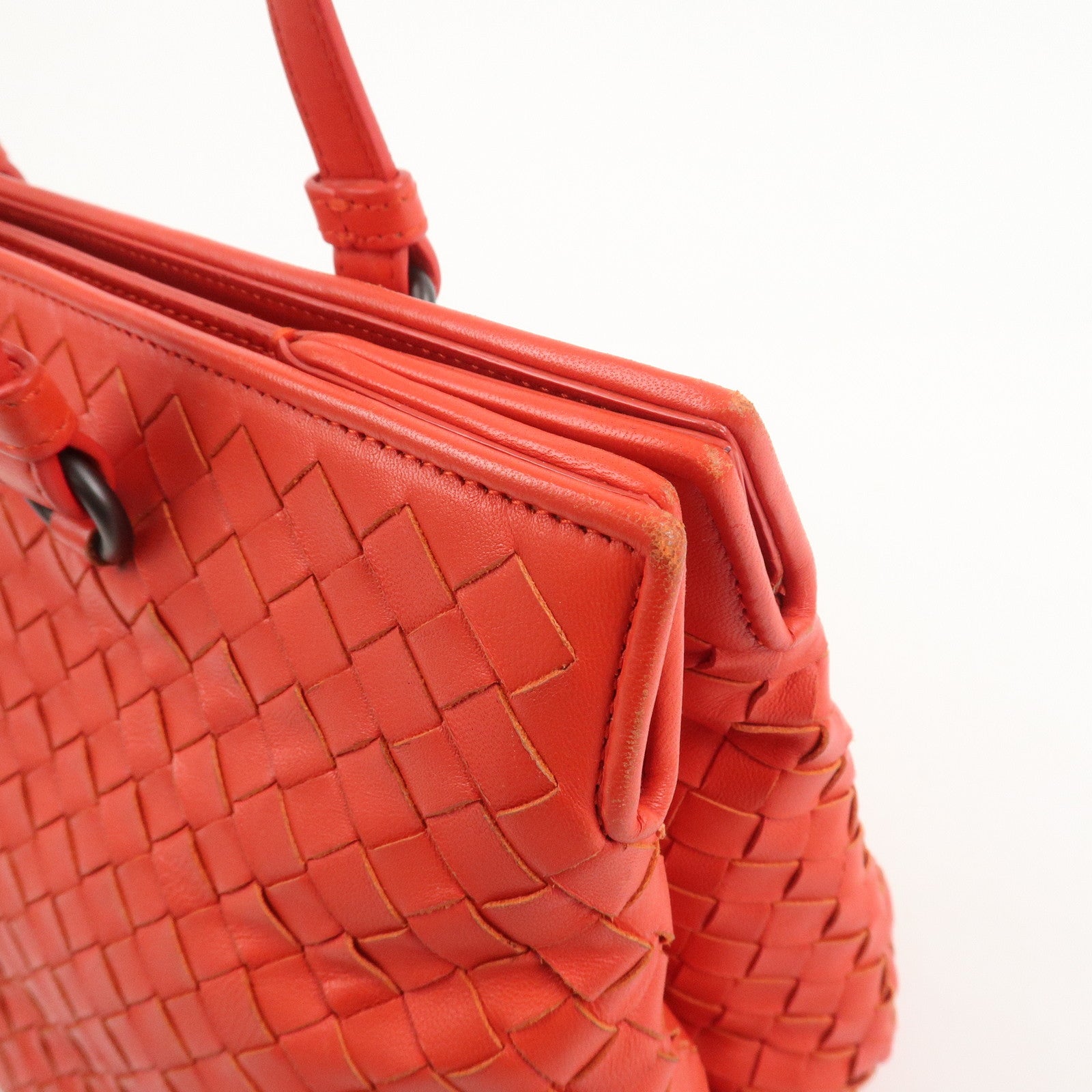 BOTTEGA VENETA Intrecciato Nappa Leather Hand Bag Red