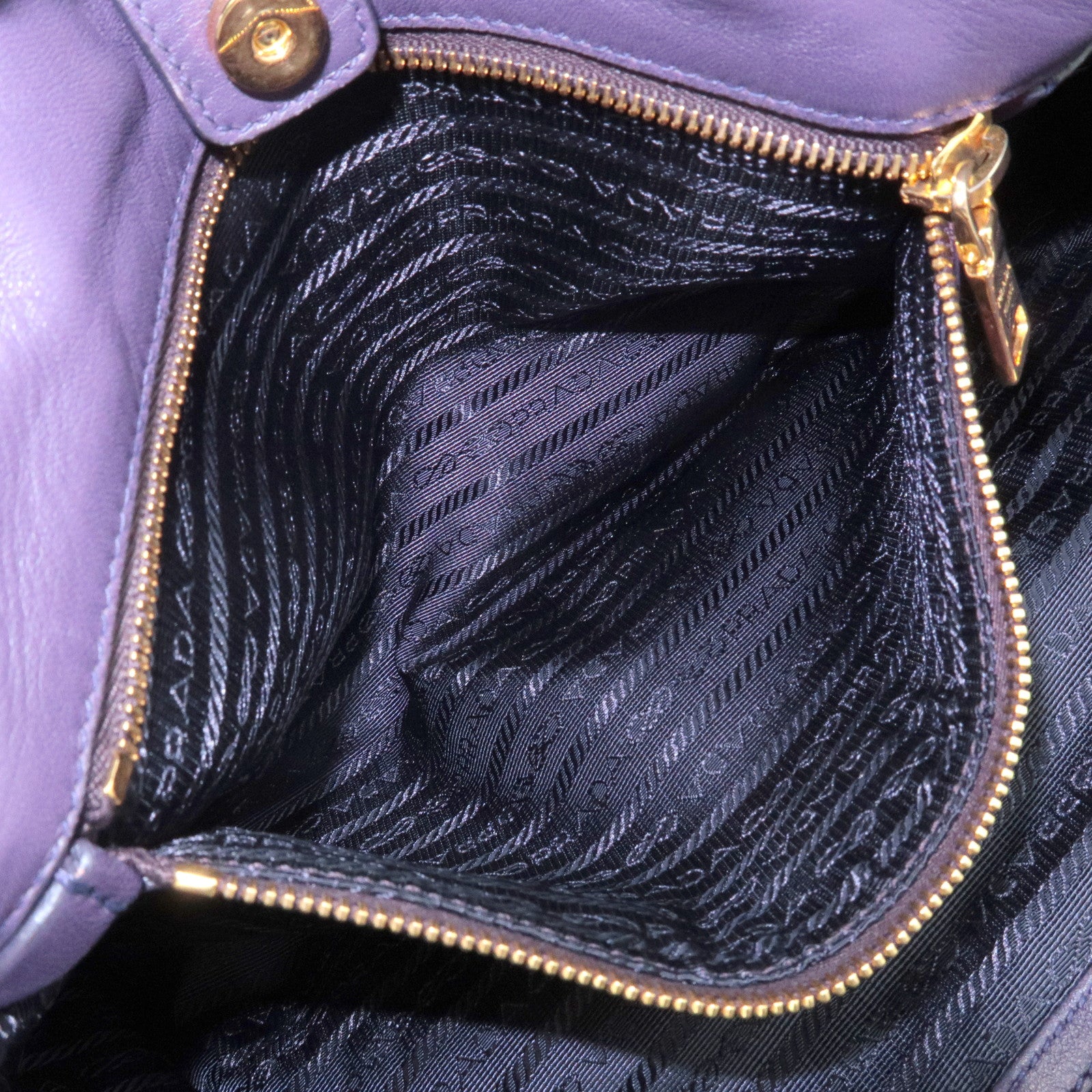 PRADA Triangle Logo Leather Nylon Tote Bag Shoulder Bag Purple Used
