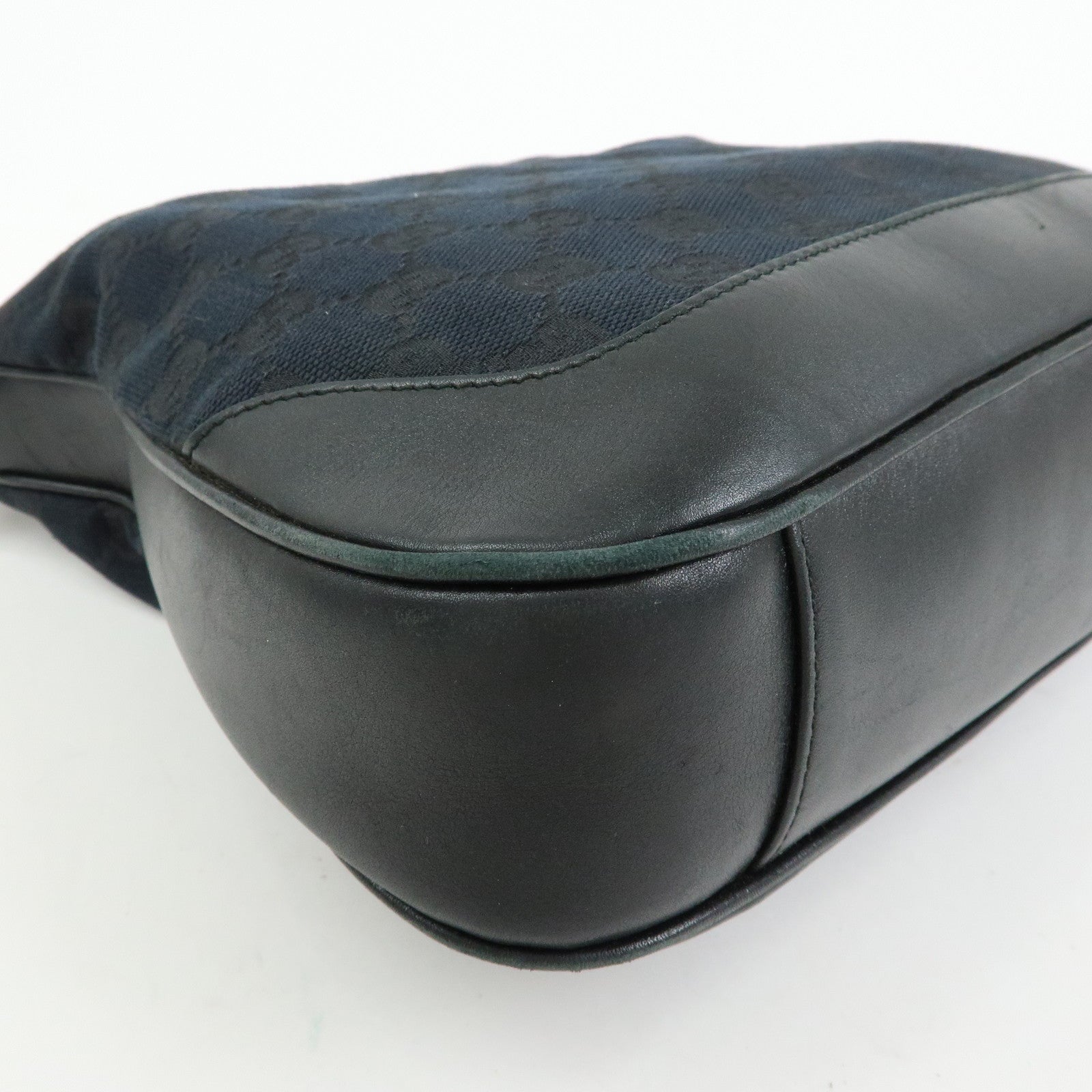 GUCCI Bamboo GG Canvas Leather Shoulder Bag Black 001・4095・001553