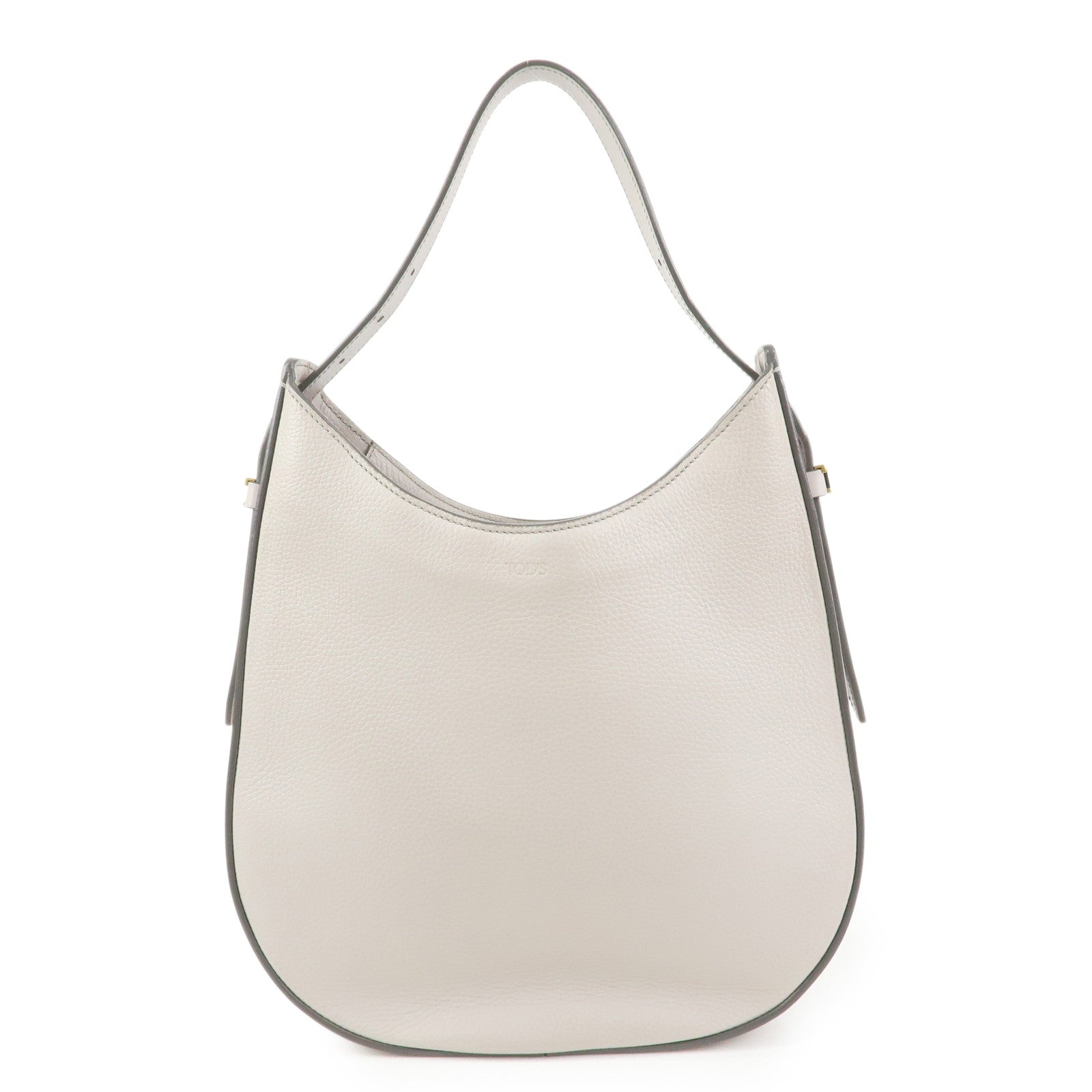 TOD'S OBOE Medium Leather Shoulder Bag Hand Bag Gray