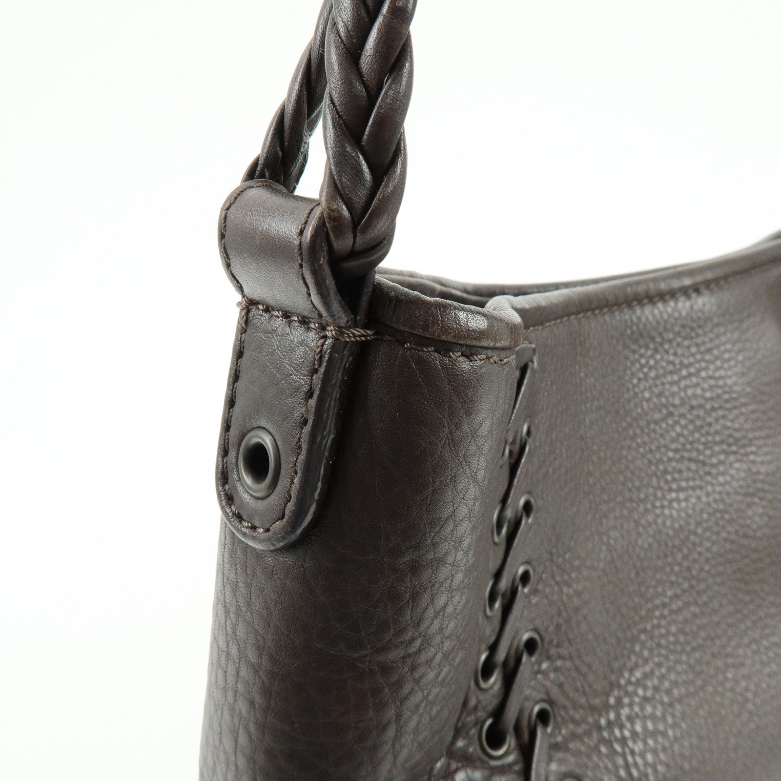 Christian Dior Leather Shoulder Bag Ethnic Heart Tassel Charm Brown