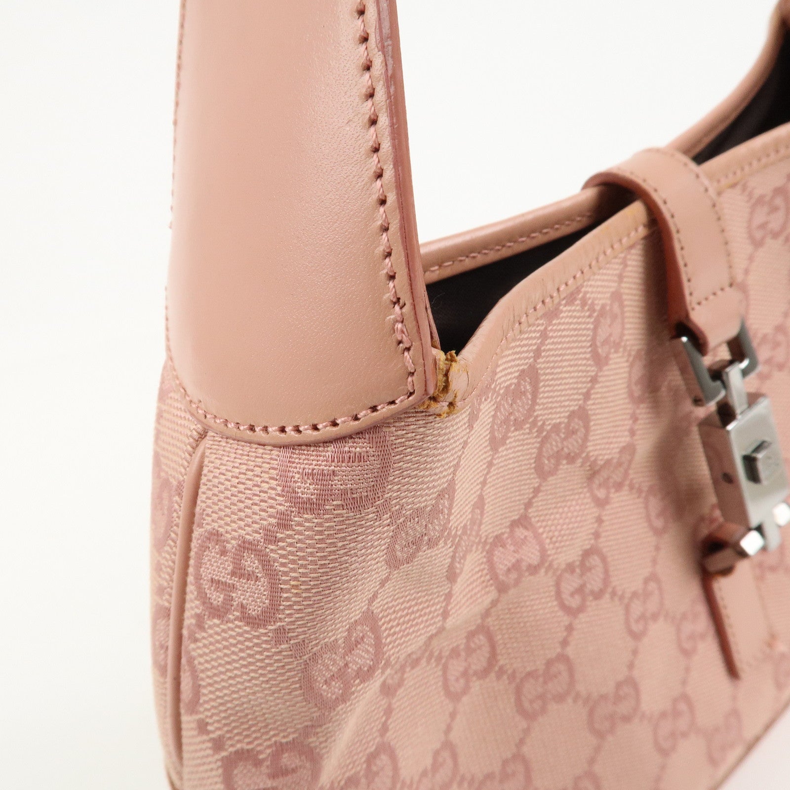 GUCCI Jackie Canvas Leather Shoulder Hand Bag Pink 001.3735