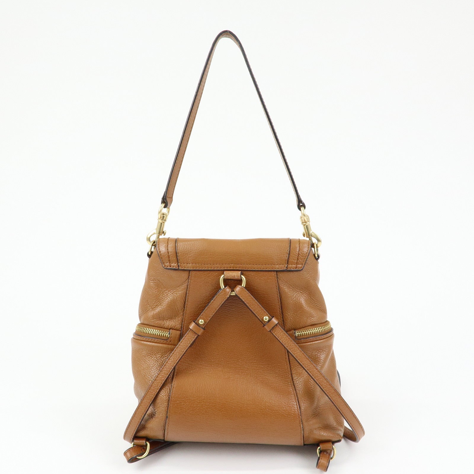 Chloe See By Chloe Leather Backpack Rucksack Camel