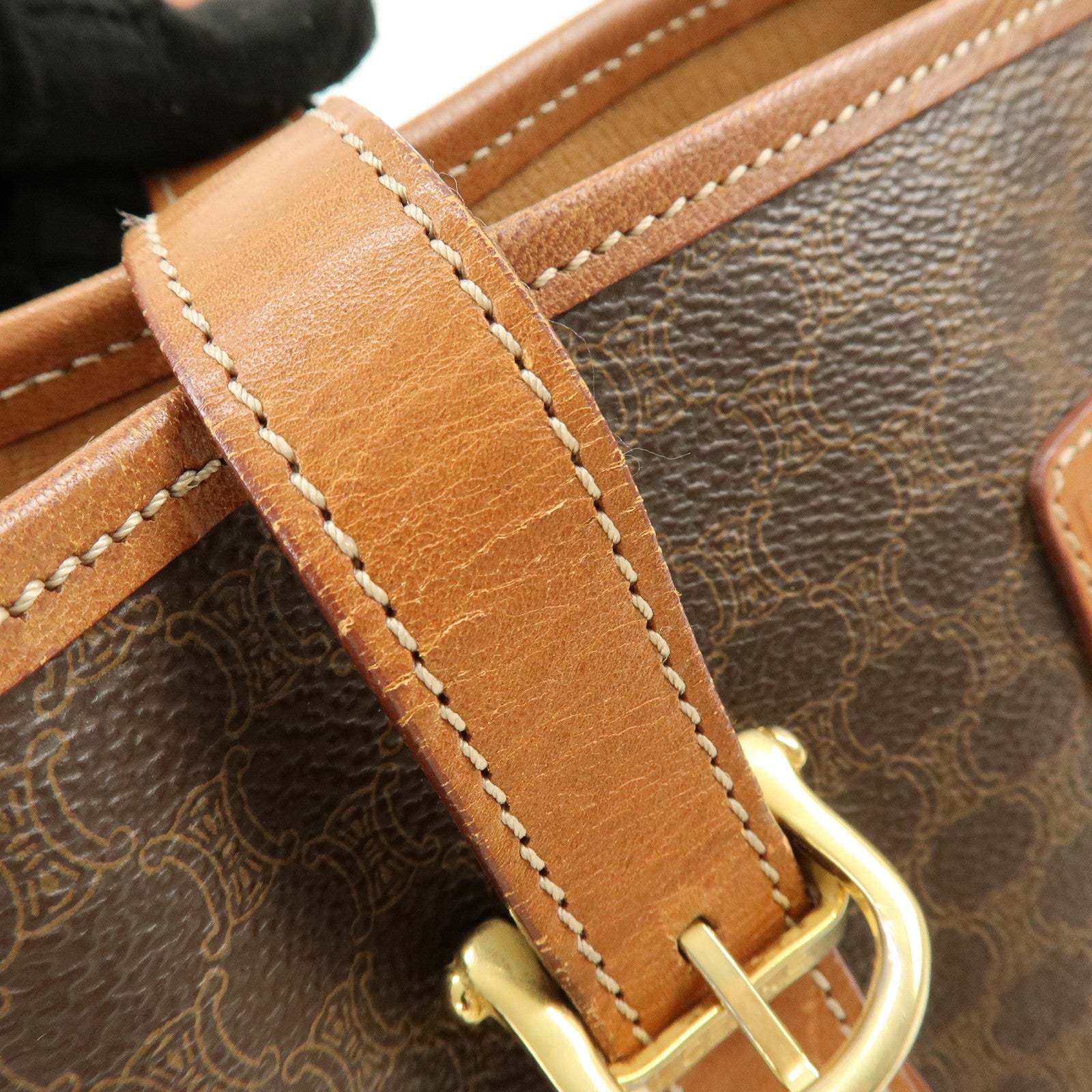 CELINE Macadam PVC Leather Tote Bag Shoulder Bag Brown