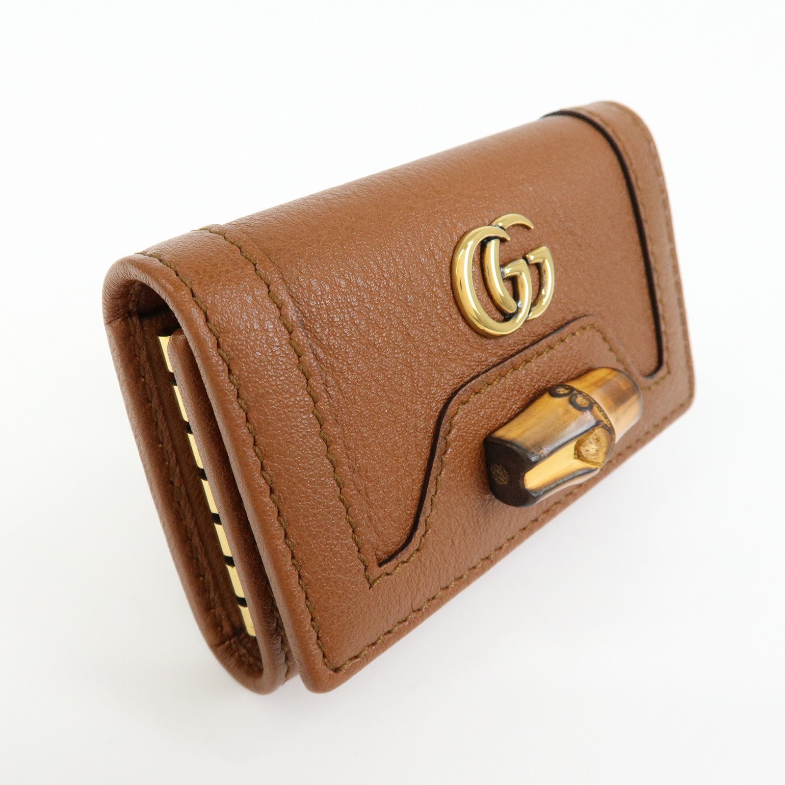 GUCCI GG Marmont Bamboo 6 Key Rings Key Case Brown 658636