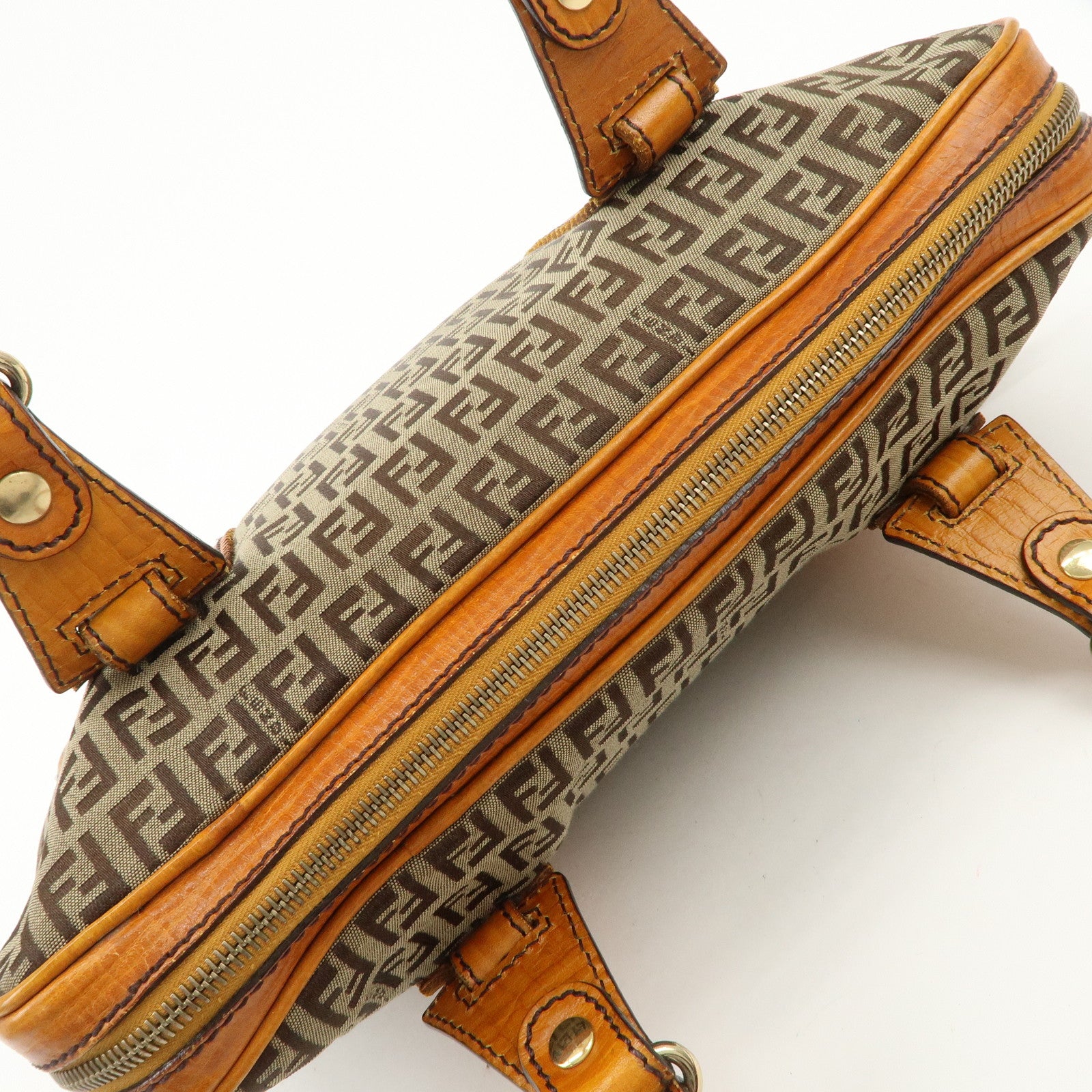 FENDI Zucchino Canvas Shoulder Bag Shoulder Bag Brown 8BN161