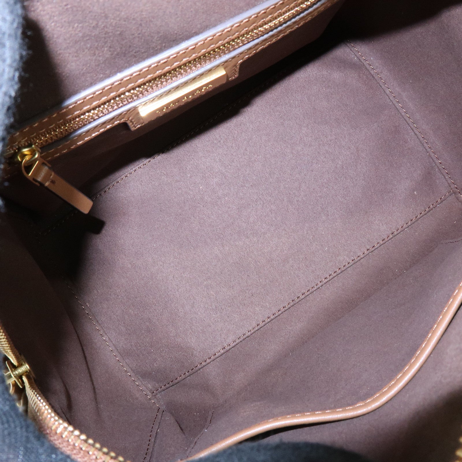 TORY BURCH T Monogram Leather 2Way Bag Barrel Shoulder Bag Brown