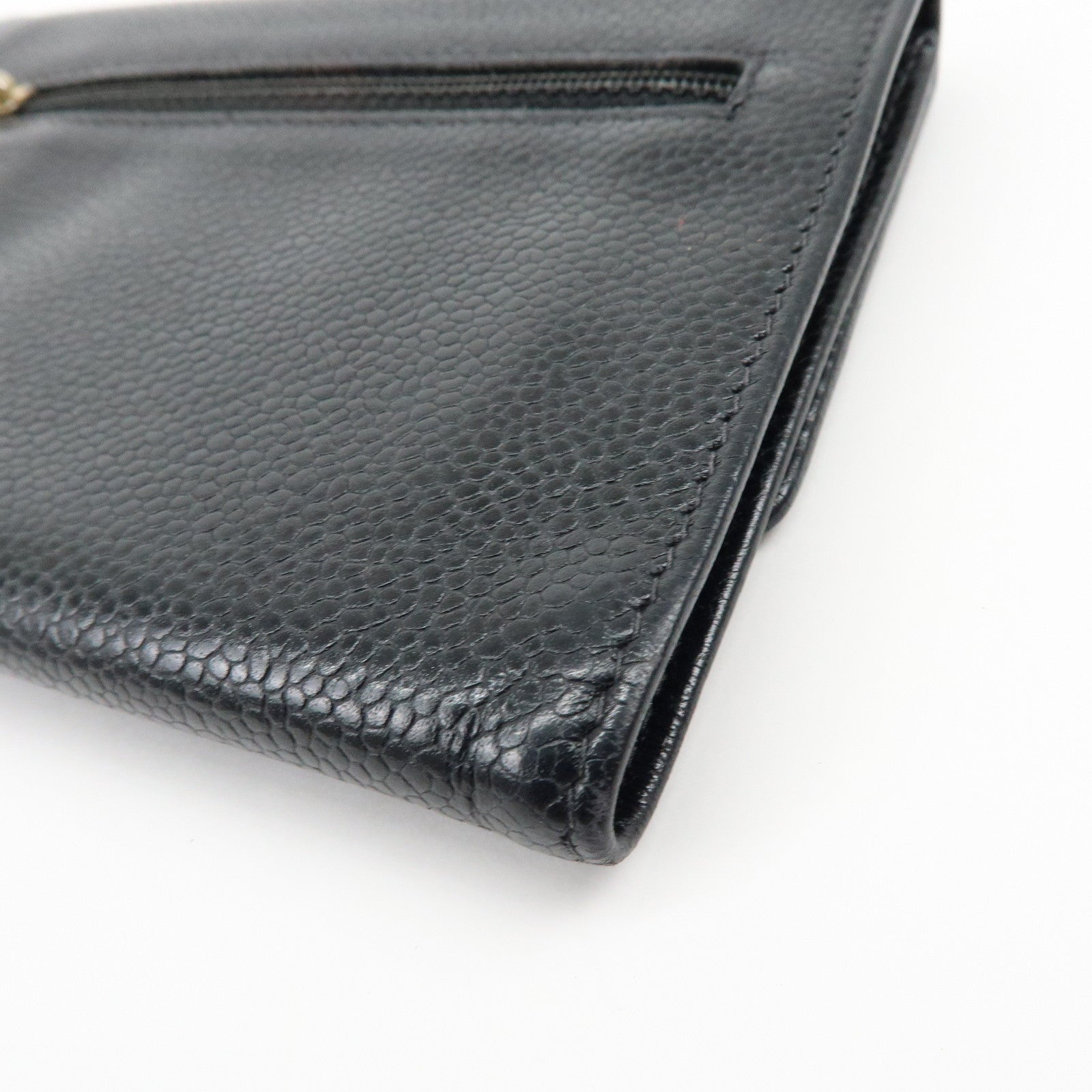 CHANEL COCO Mark Caviarskin Compact Flap Wallet Black