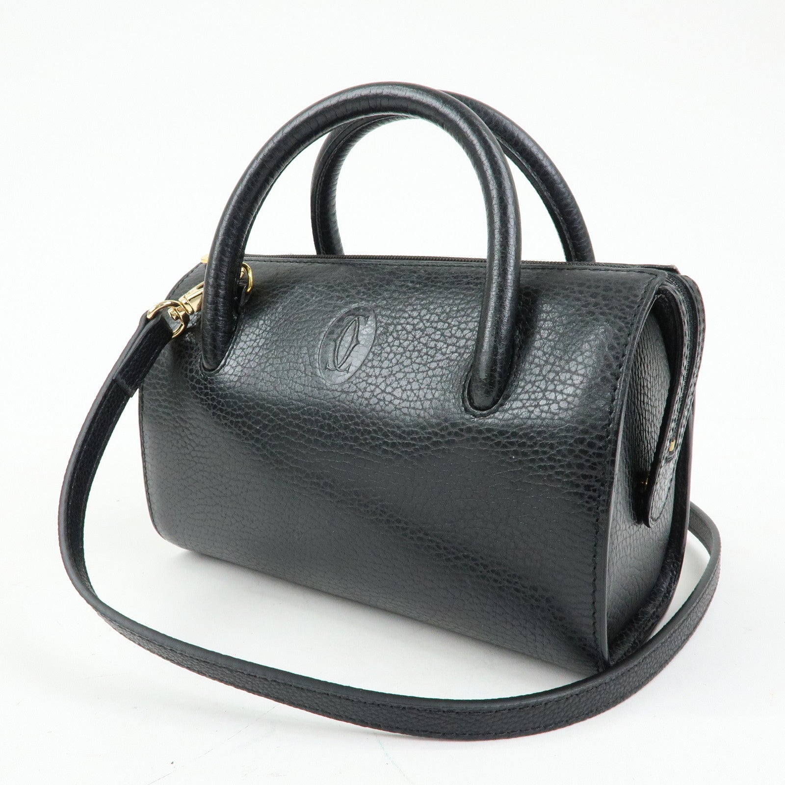 Cartier Must de Cartier Leather 2Way Bag Shoulder Hand Bag Black
