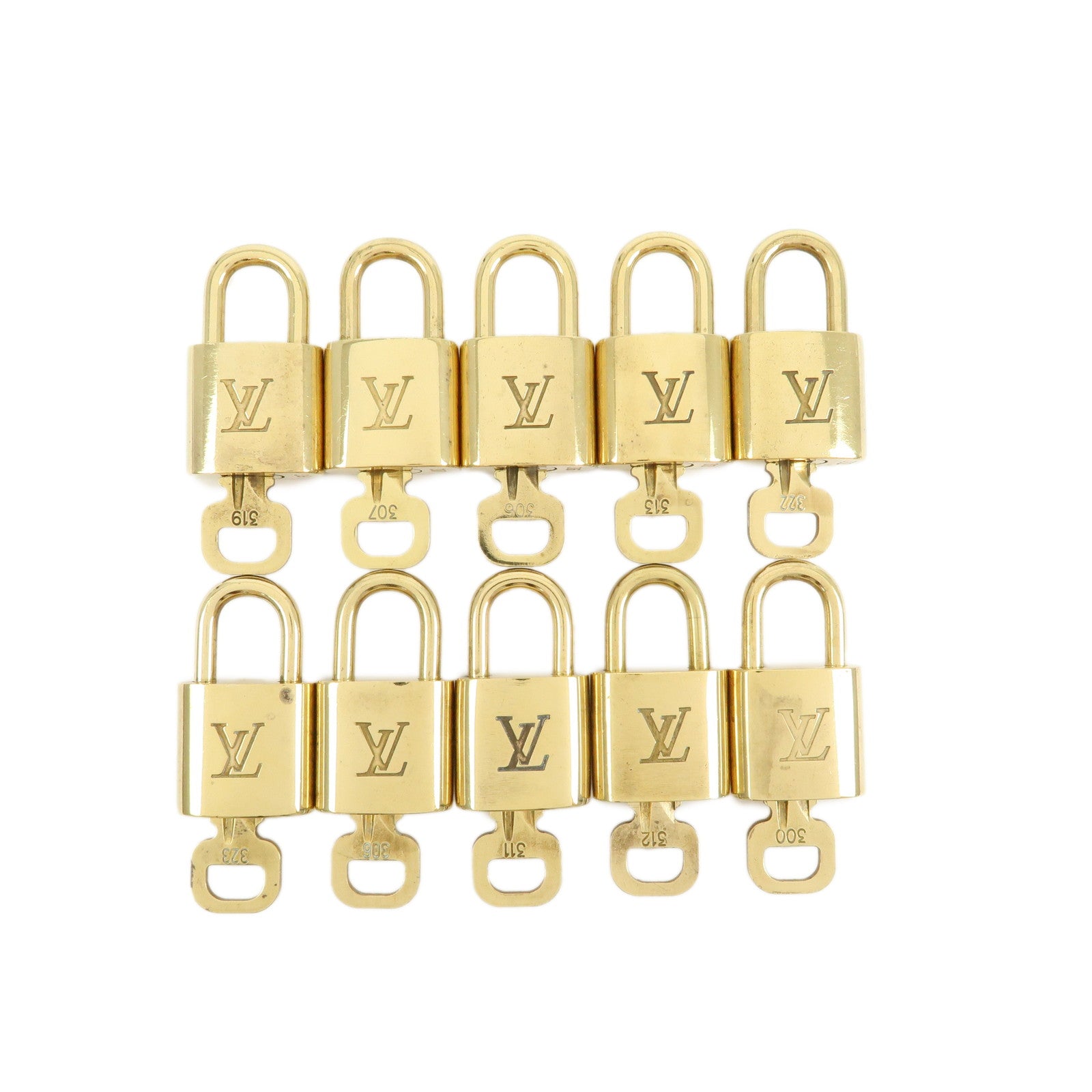 Louis Vuitton Set of 10 Lock & Key Cadena Key Lock Gold
