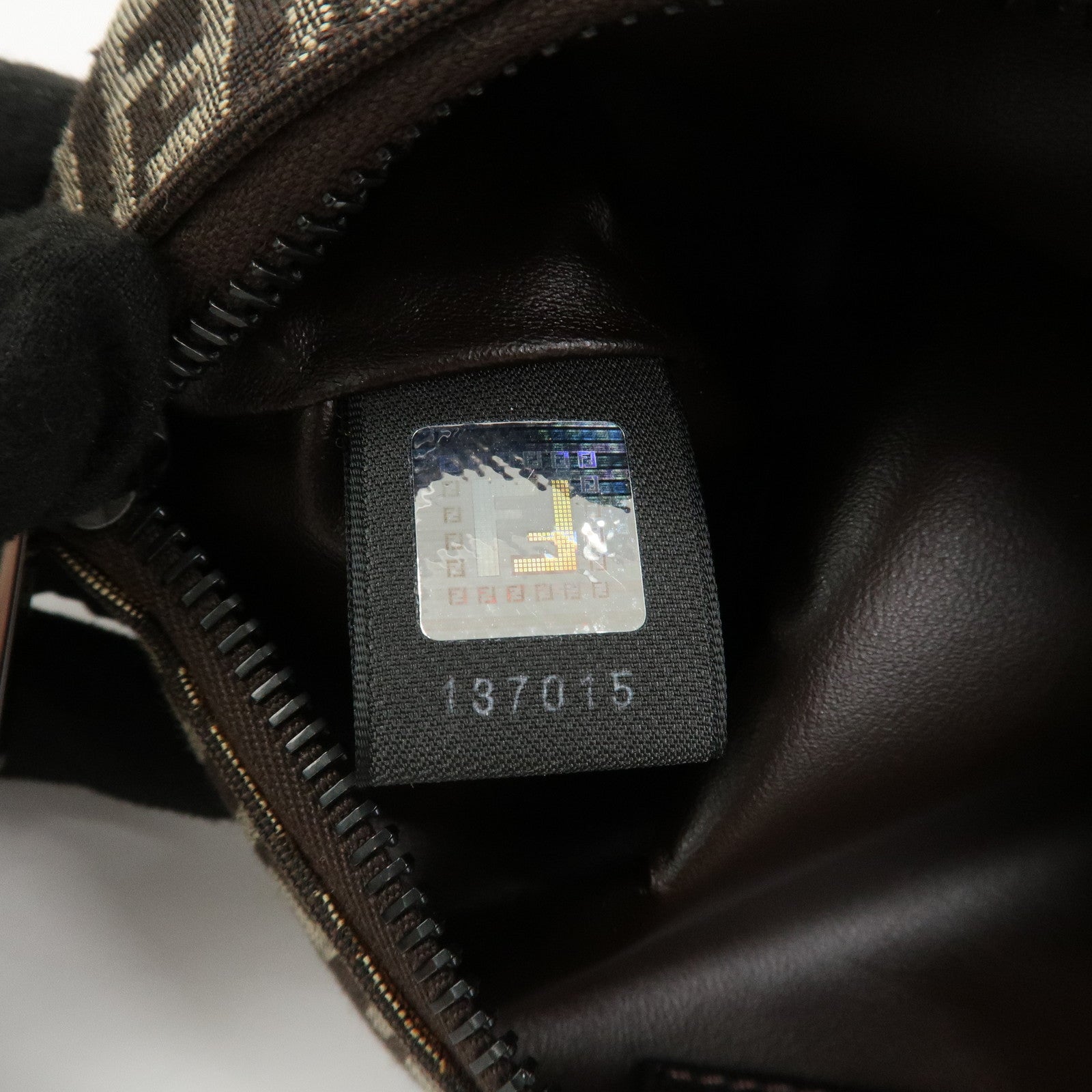 FENDI Zucchino Canvas Leather Cosmetic Pouch Makeup Pouch 7N0038