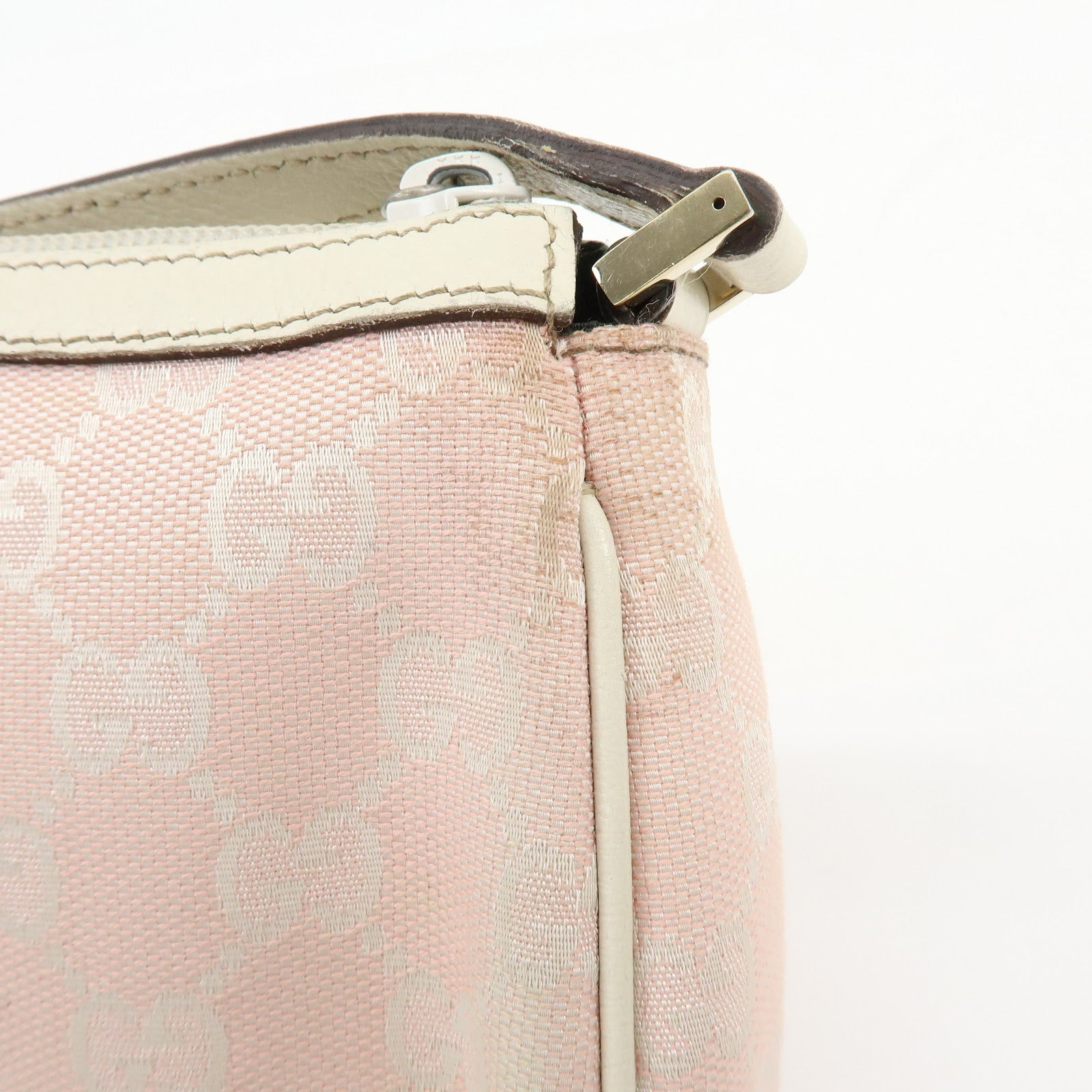 Gucci Abbey GG Canvas Leather Accessory Pouch Hand Bag Pink 145750