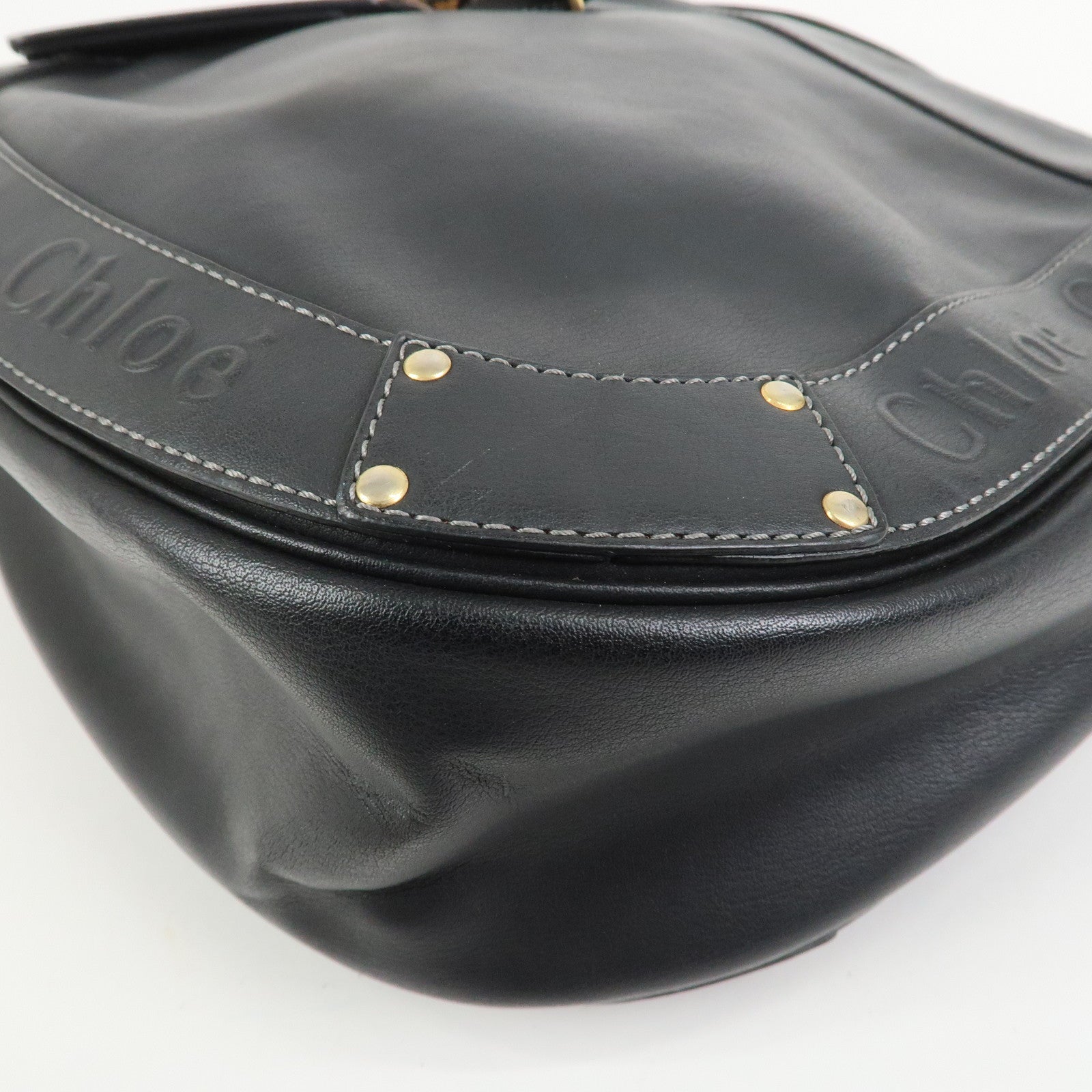 Chloe Eden Logo Leather Shoulder Bag Crossbody Bag Black Brown