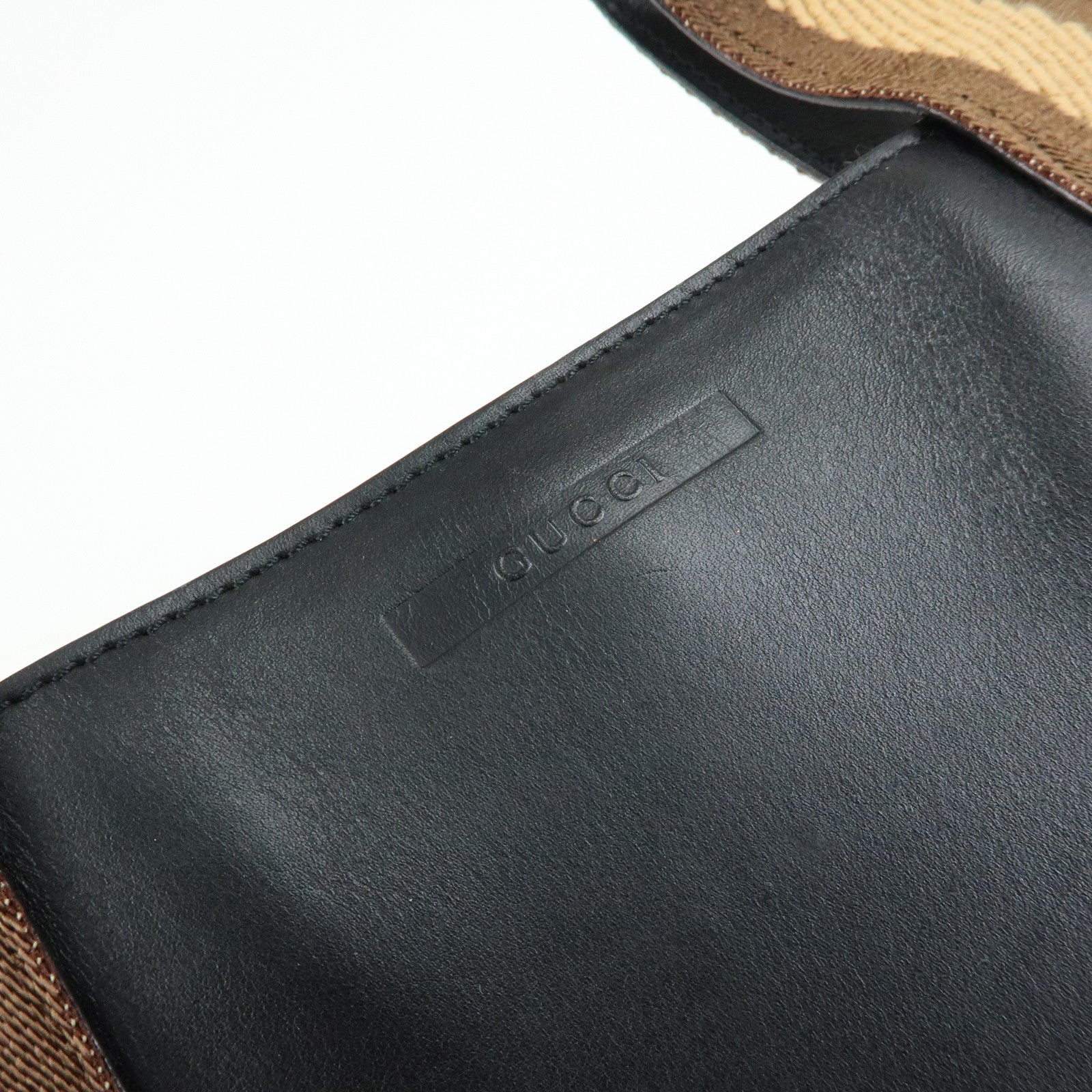 GUCCI Sherry Leather Tote Bag Hand Bag Black Brown 002.1134