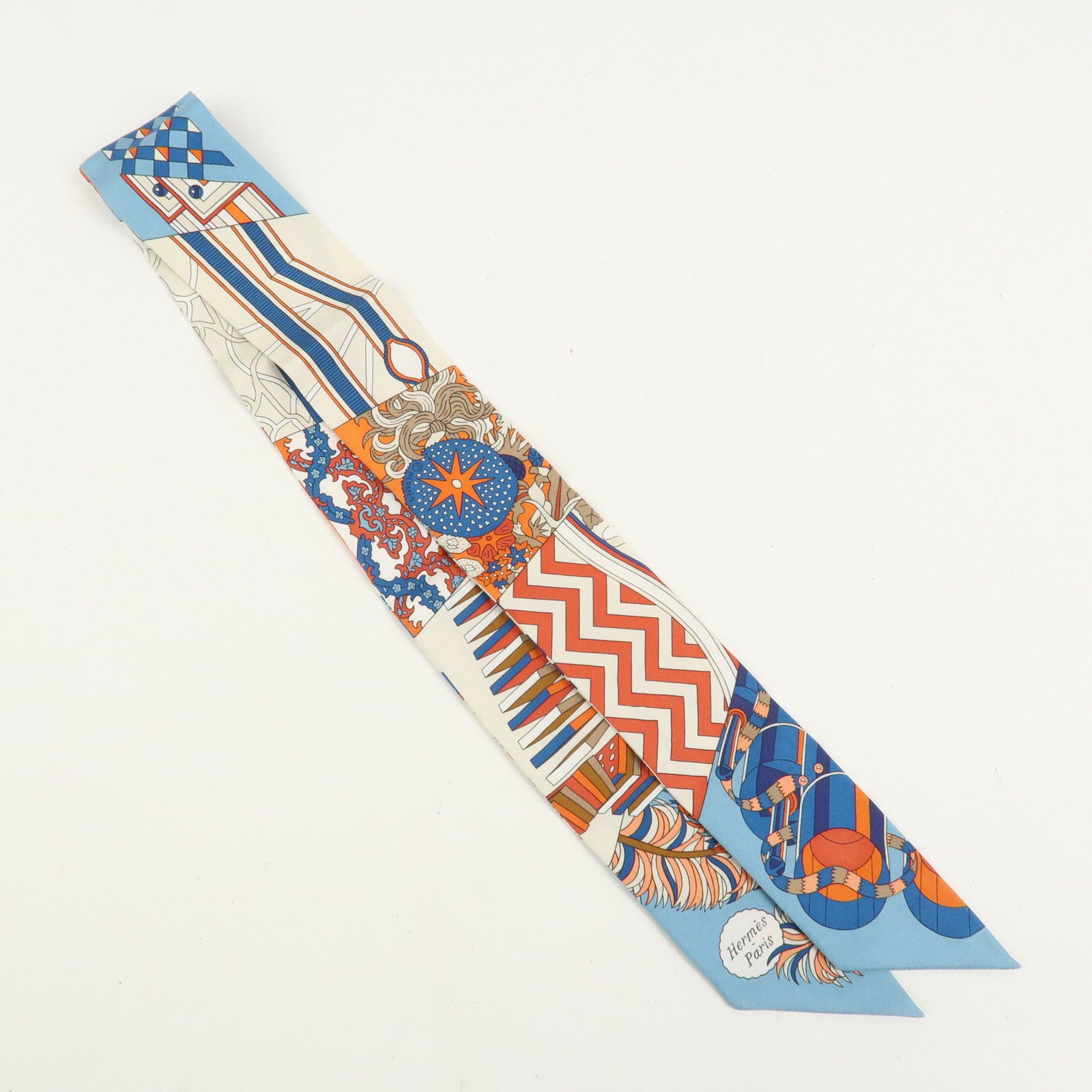 HERMES Twilly Silk 100% Scarf De l'Ombrelle aux Duels Vieux