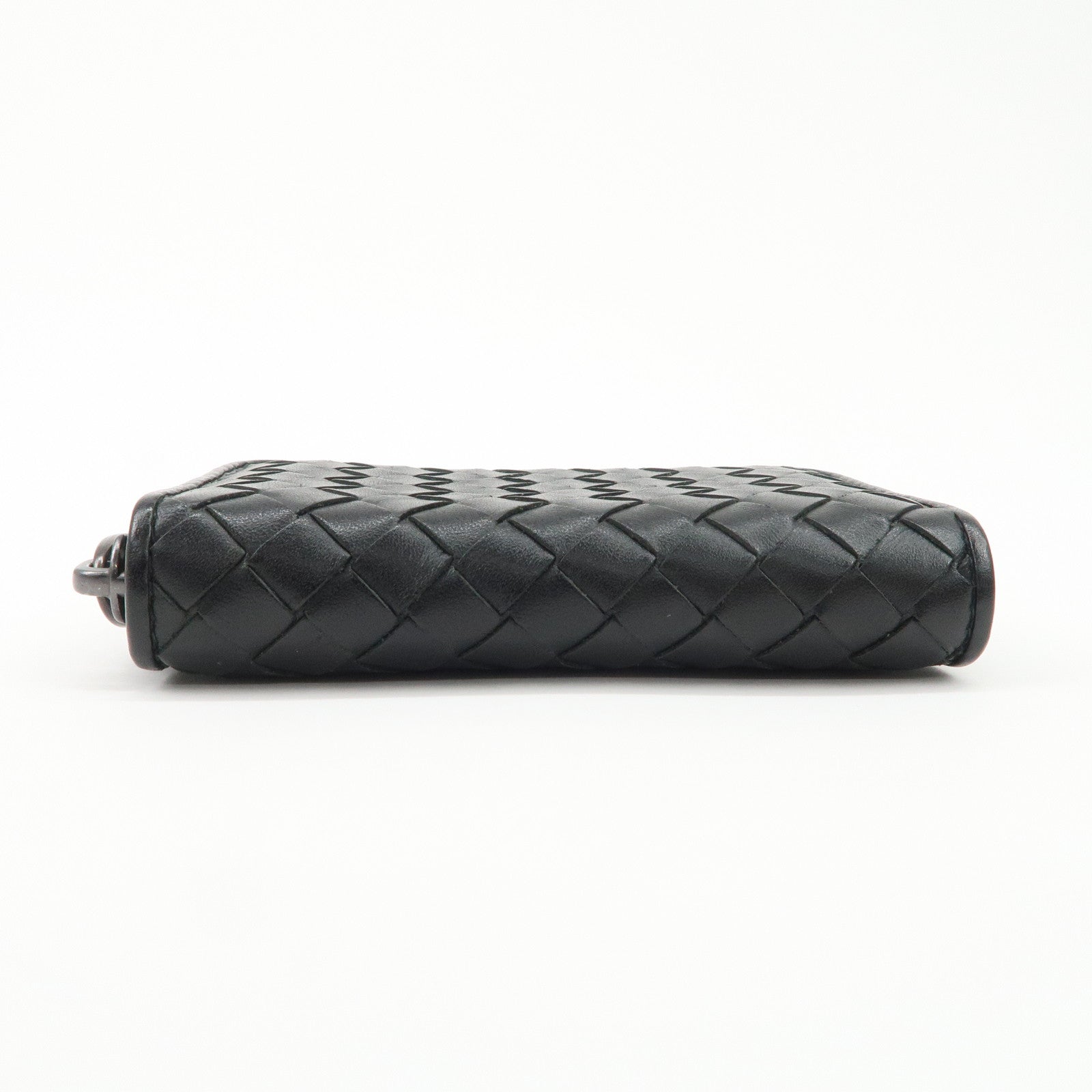BOTTEGA VENETA Intrecciato Leather Coin Case Card Case Black