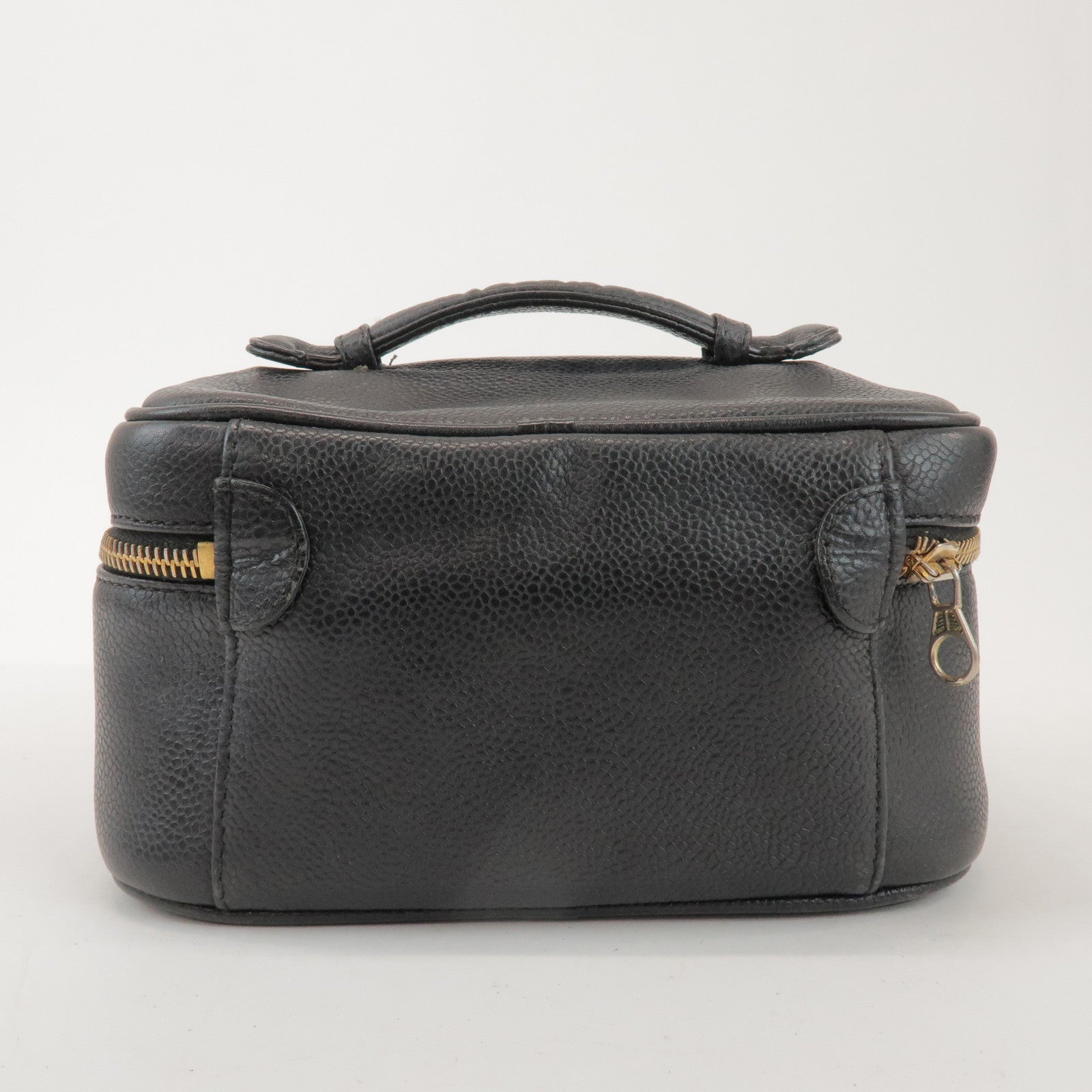 CHANEL COCO Mark Caviar Leather Vanity Bag Hand Bag Black A01997