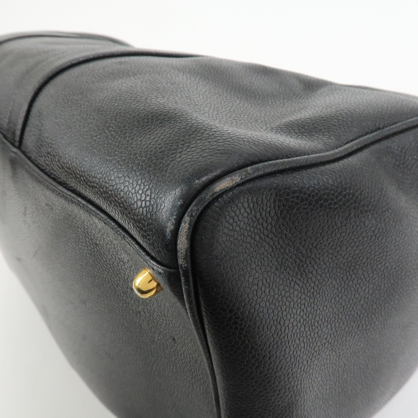 CHANEL COCO Mark Caviarskin Boston Bag Hand Bag Black