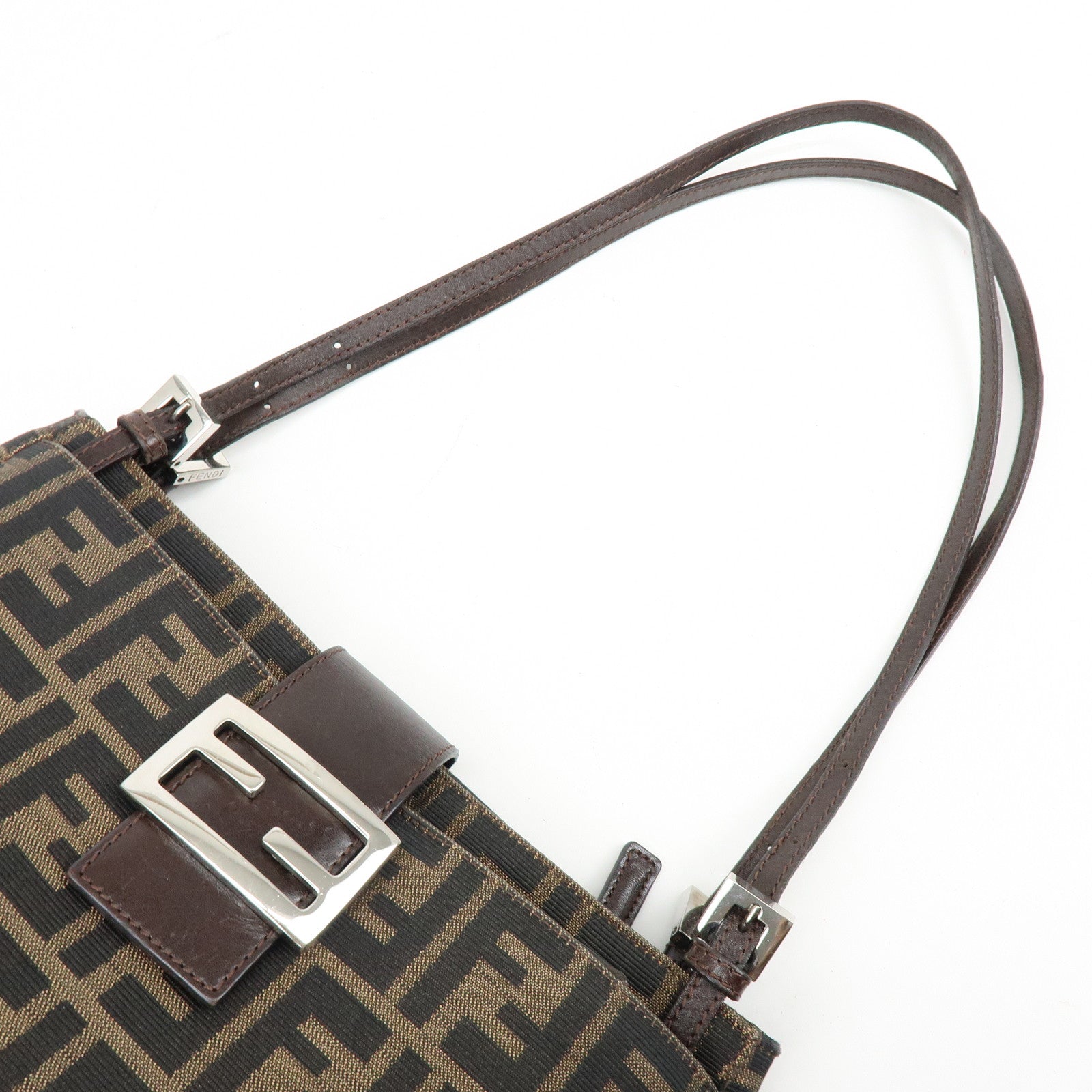 FENDI Zucca Canvas Leather Shoulder Bag Hand Bag Brown 26728