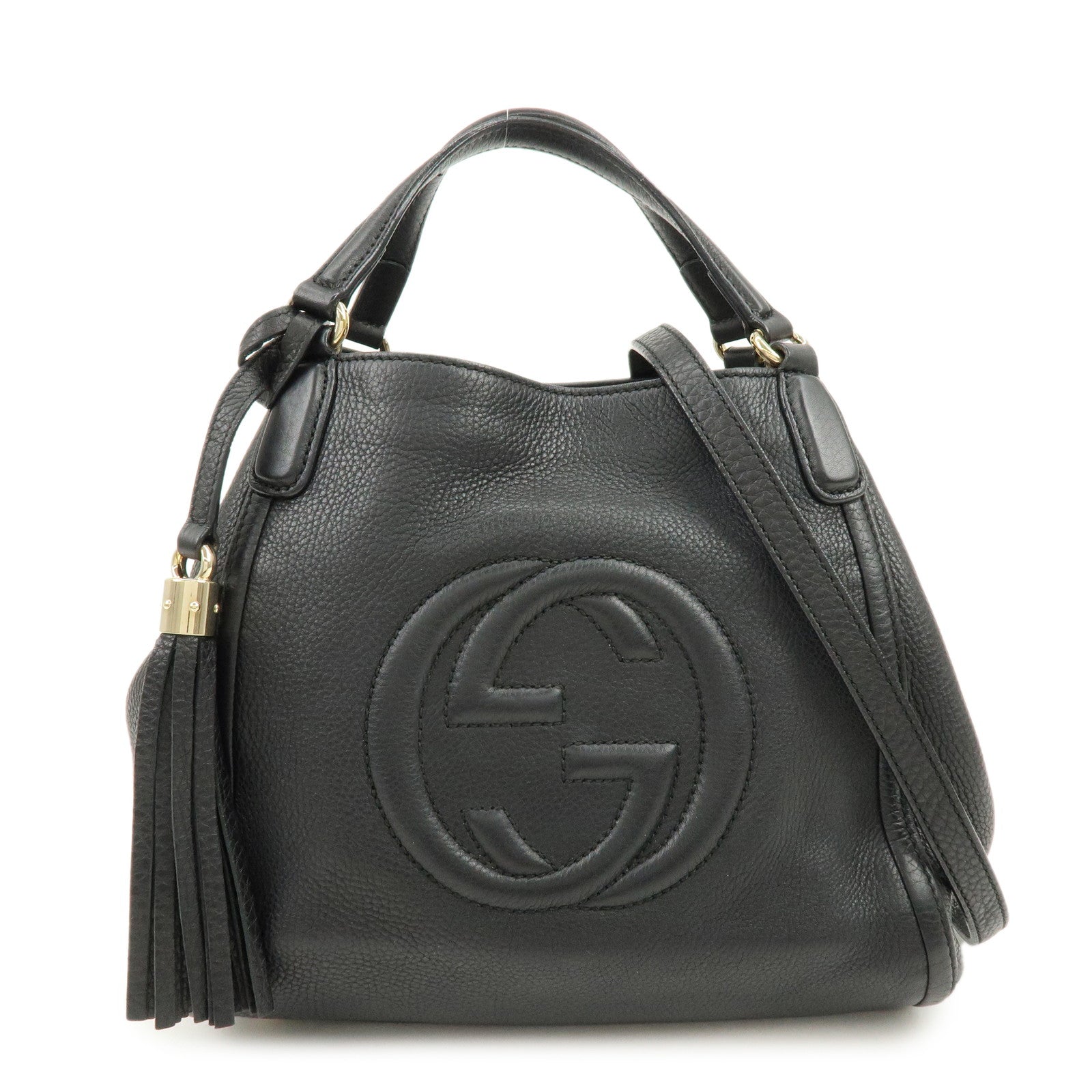 GUCCI SOHO Interlocking G 2Way Bag Hand Bag Black 336751