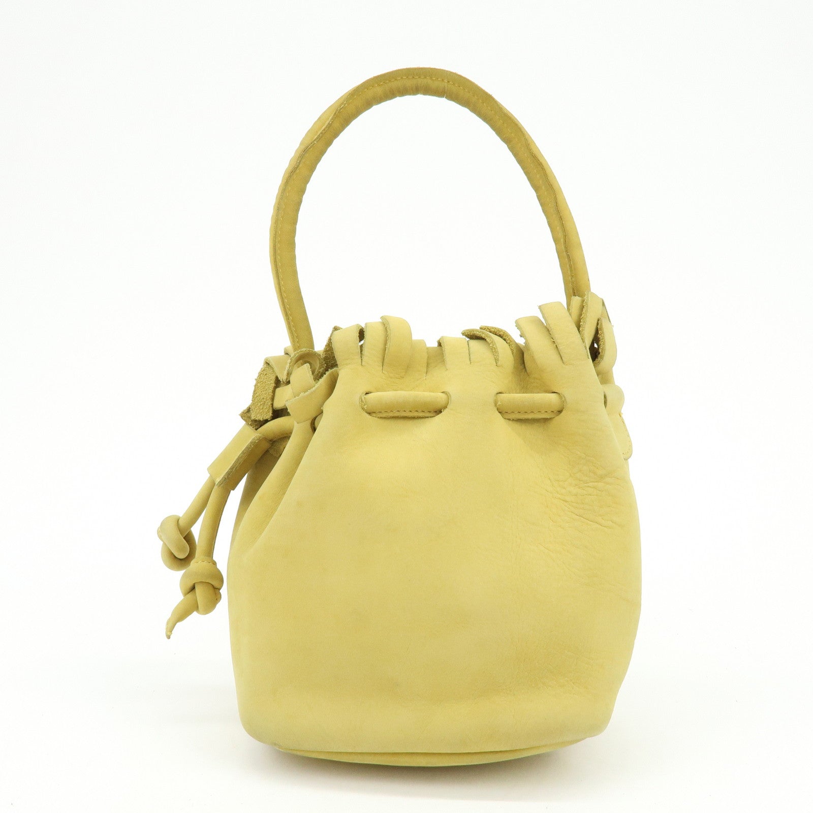 Ferragamo Suede Small Drawstring Hand Bag Yellow