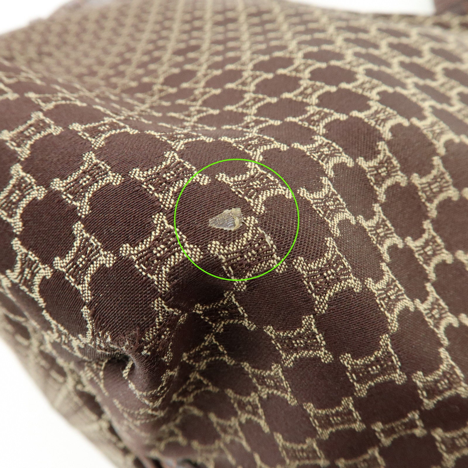 CELINE Macadam Bittersweet Canvas Leather Shoulder Bag Brown