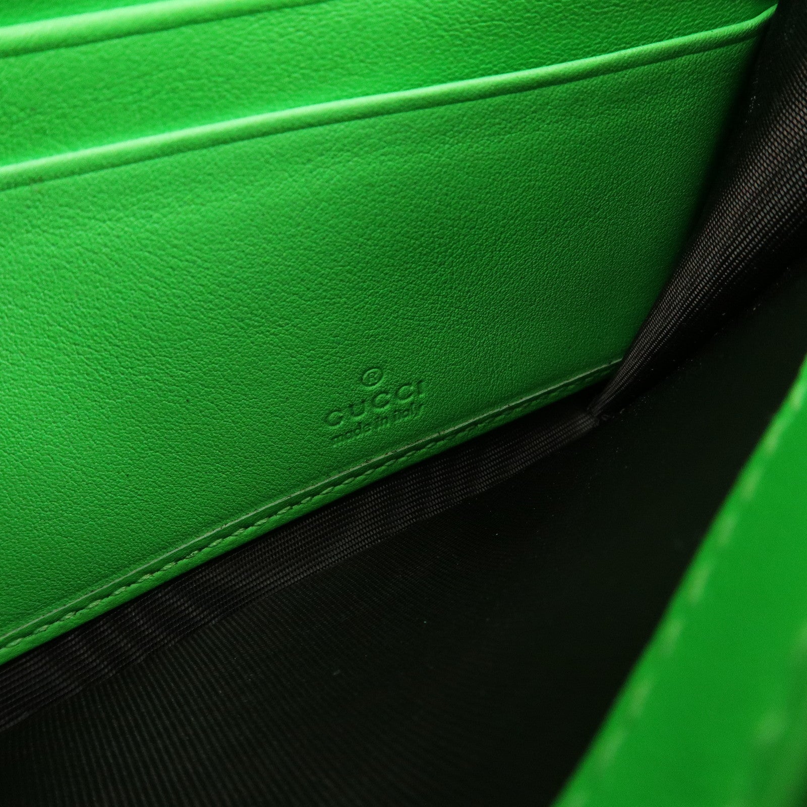 GUCCI GG Supreme Leather Long Flap Wallet Beige Green 323223