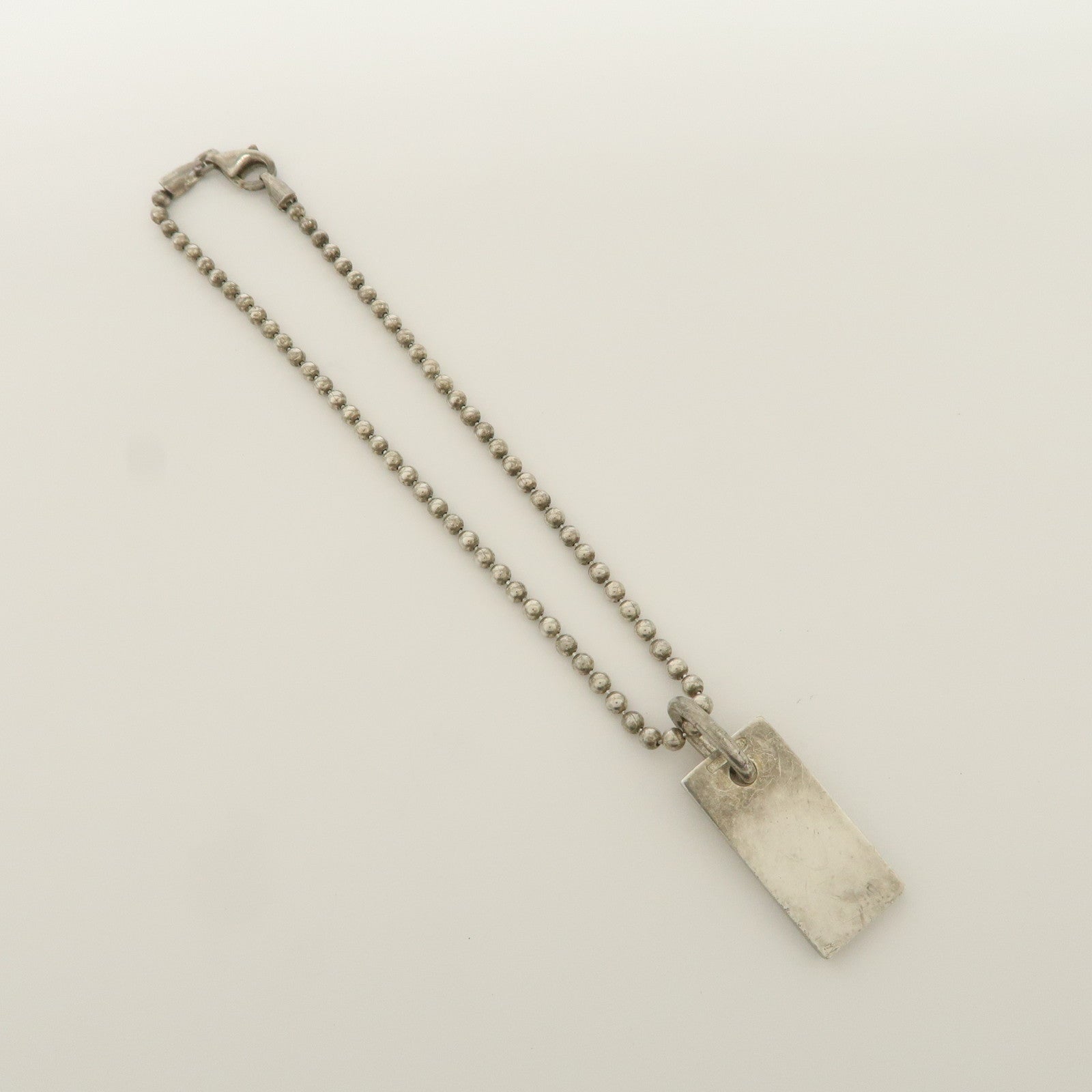 GUCCI Ball Chain Rectangle Charm Bracelet SV925 Silver