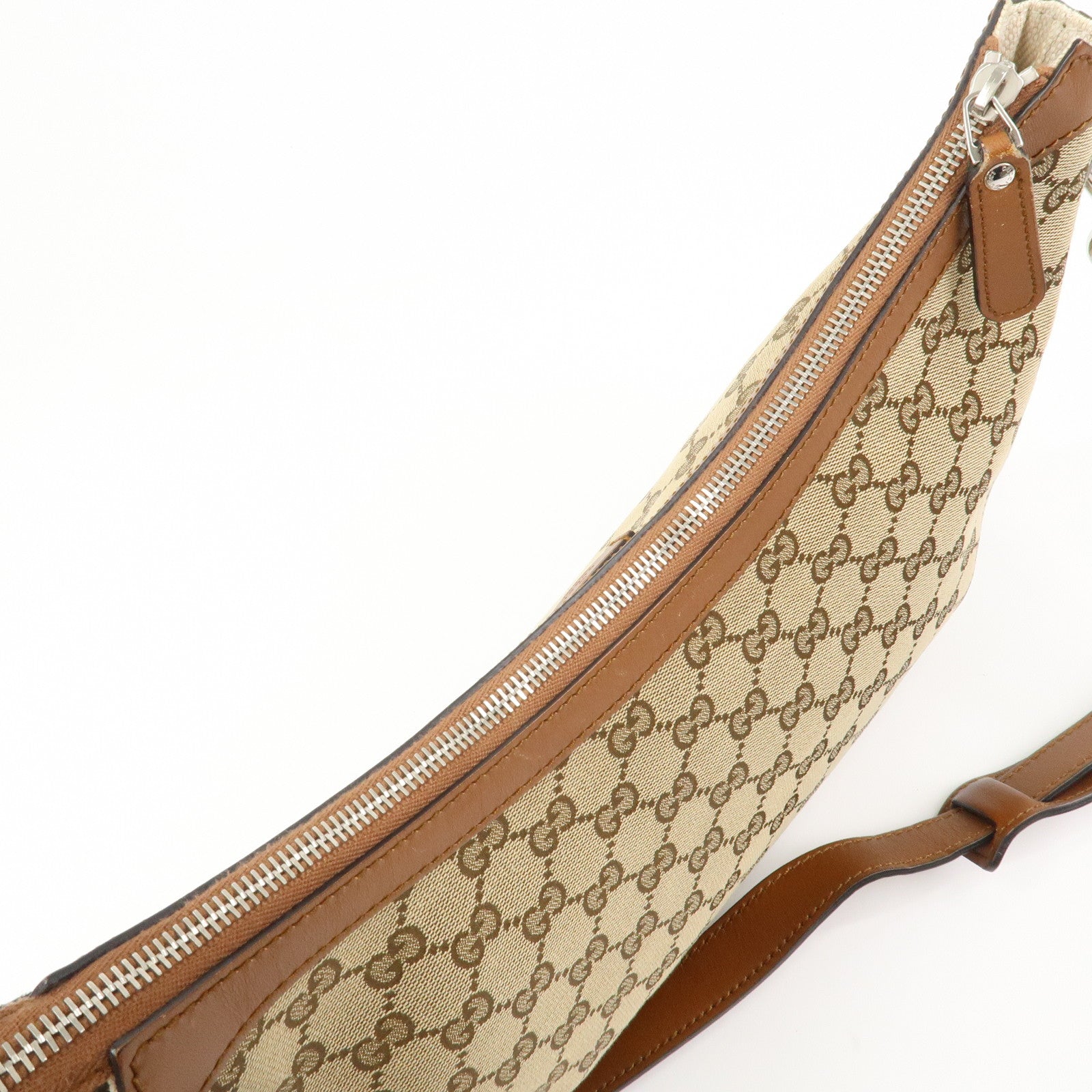 GUCCI Sherry GG Canvas Leather Shoulder Bag Beige Brown 353399